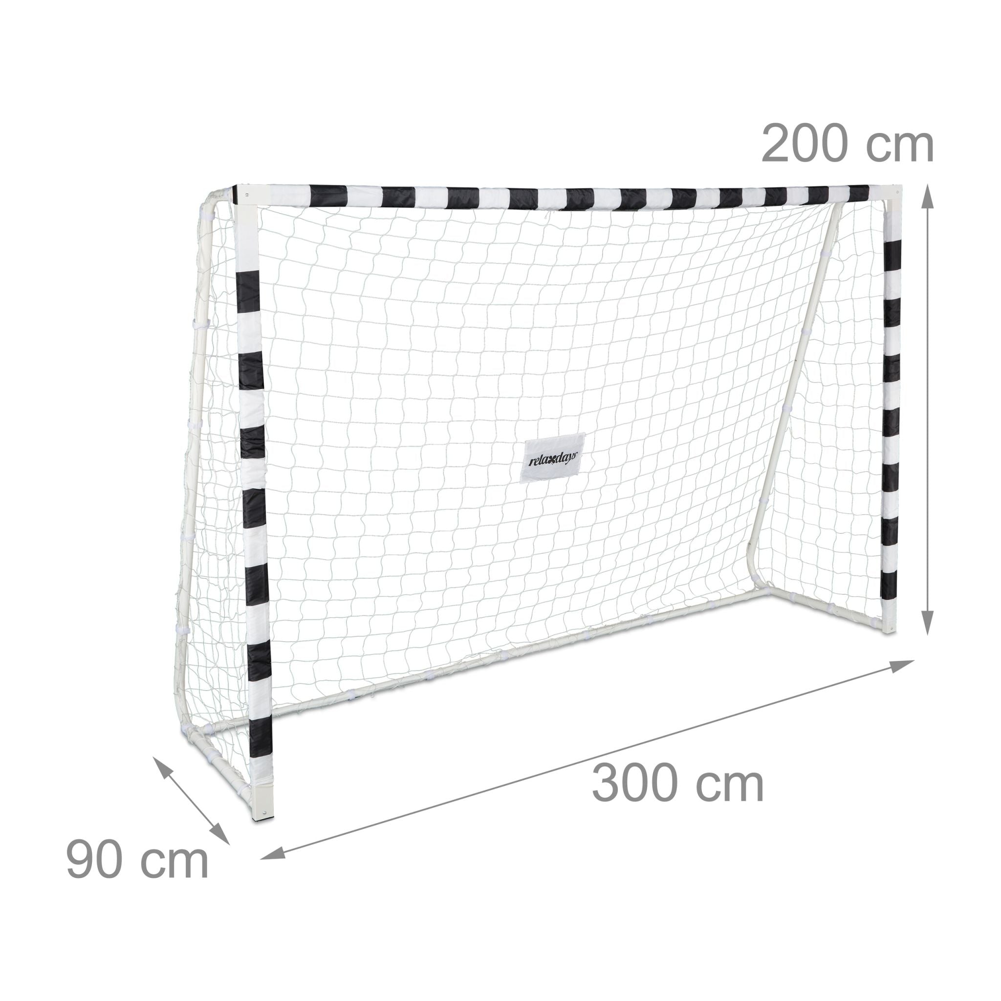 Fussballtor Metall XXL Weiss-Schwarz von Relaxdays