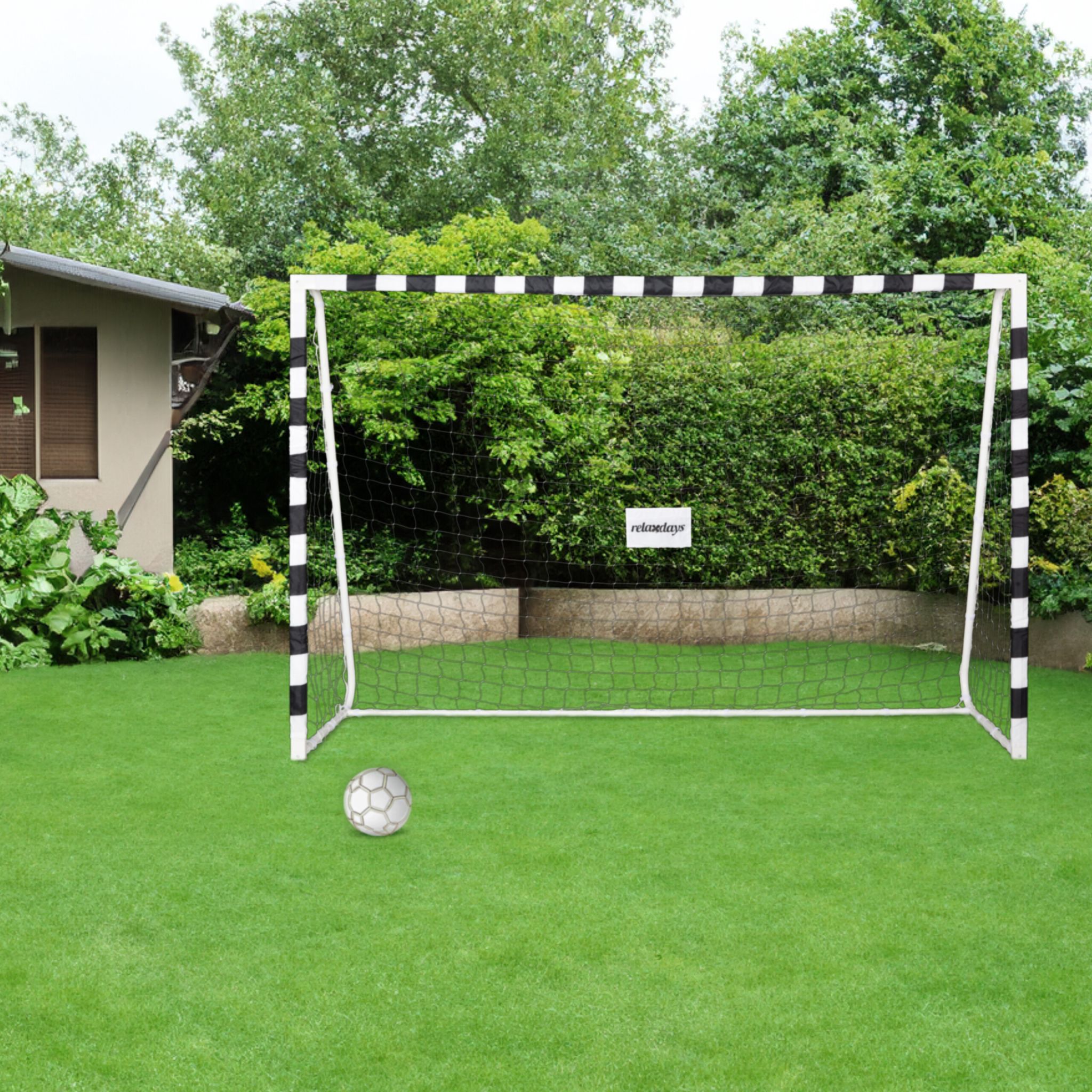 Fussballtor Metall XXL Weiss-Schwarz von Relaxdays