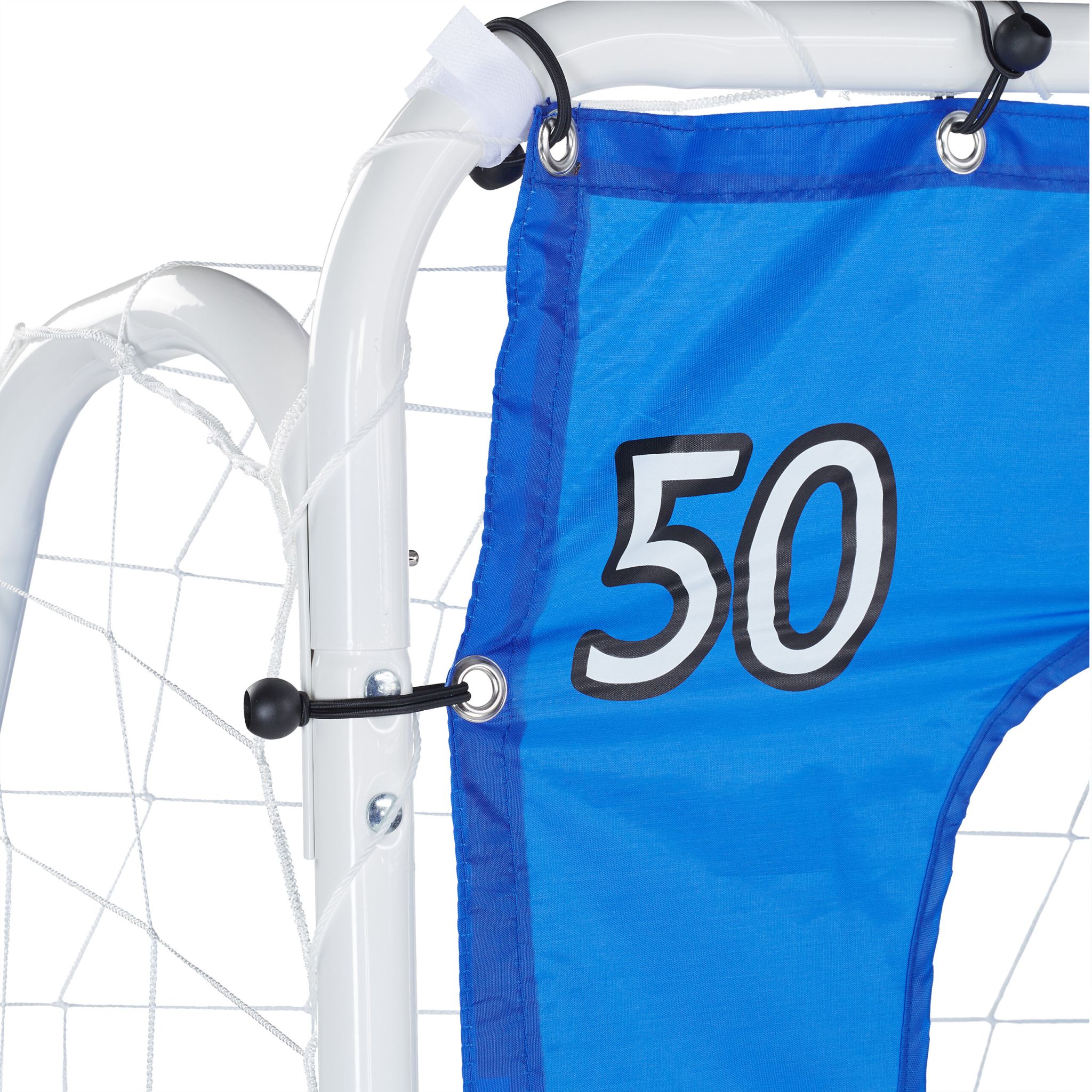 Grosses Fussballtor mit Torwand Weiss-Blau-Schwarz von Relaxdays
