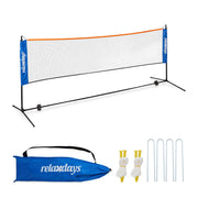 Badmintonnetz Höhenverstellbar Blau-Orange-Schwarz von Relaxdays