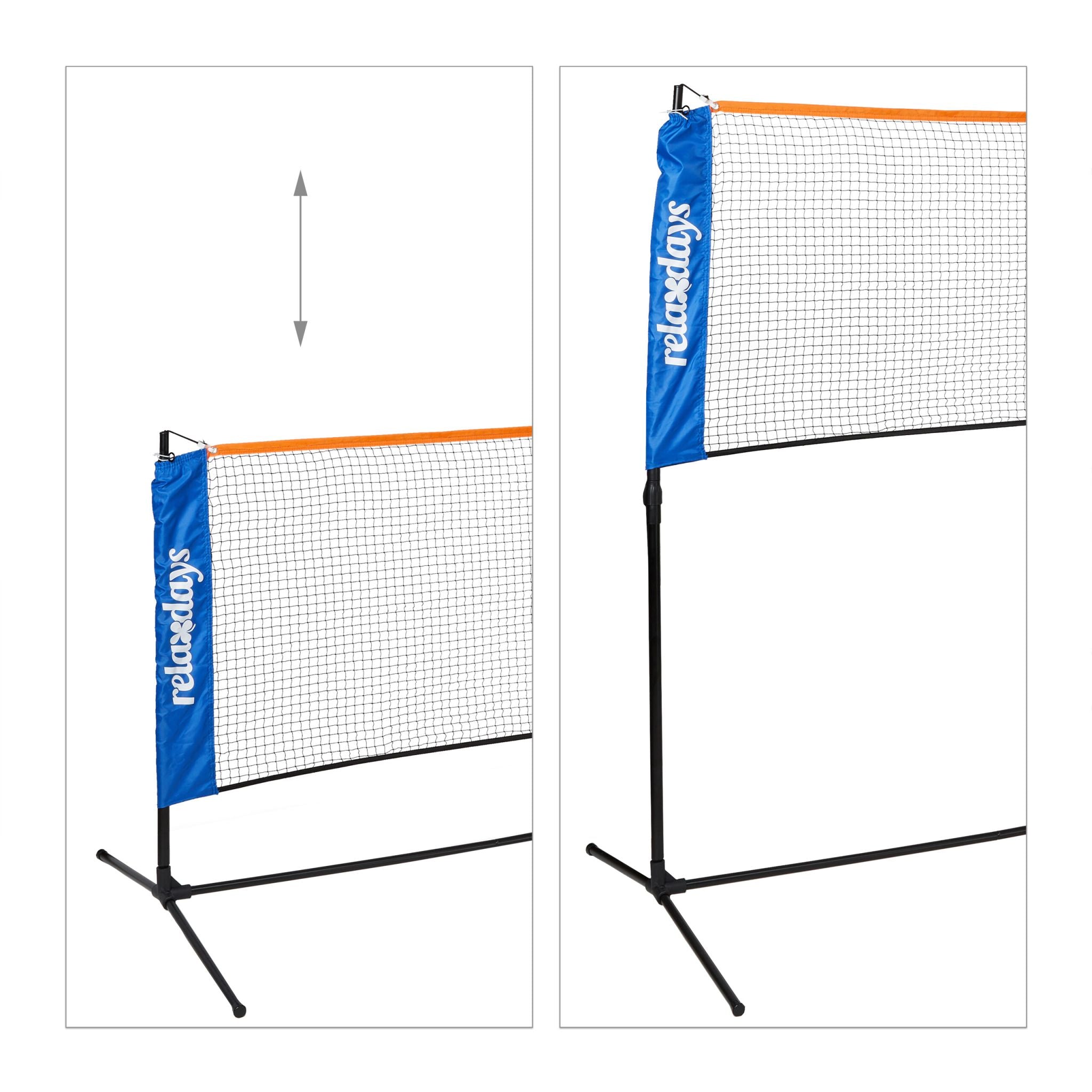 Badmintonnetz Höhenverstellbar Blau-Orange-Schwarz von Relaxdays