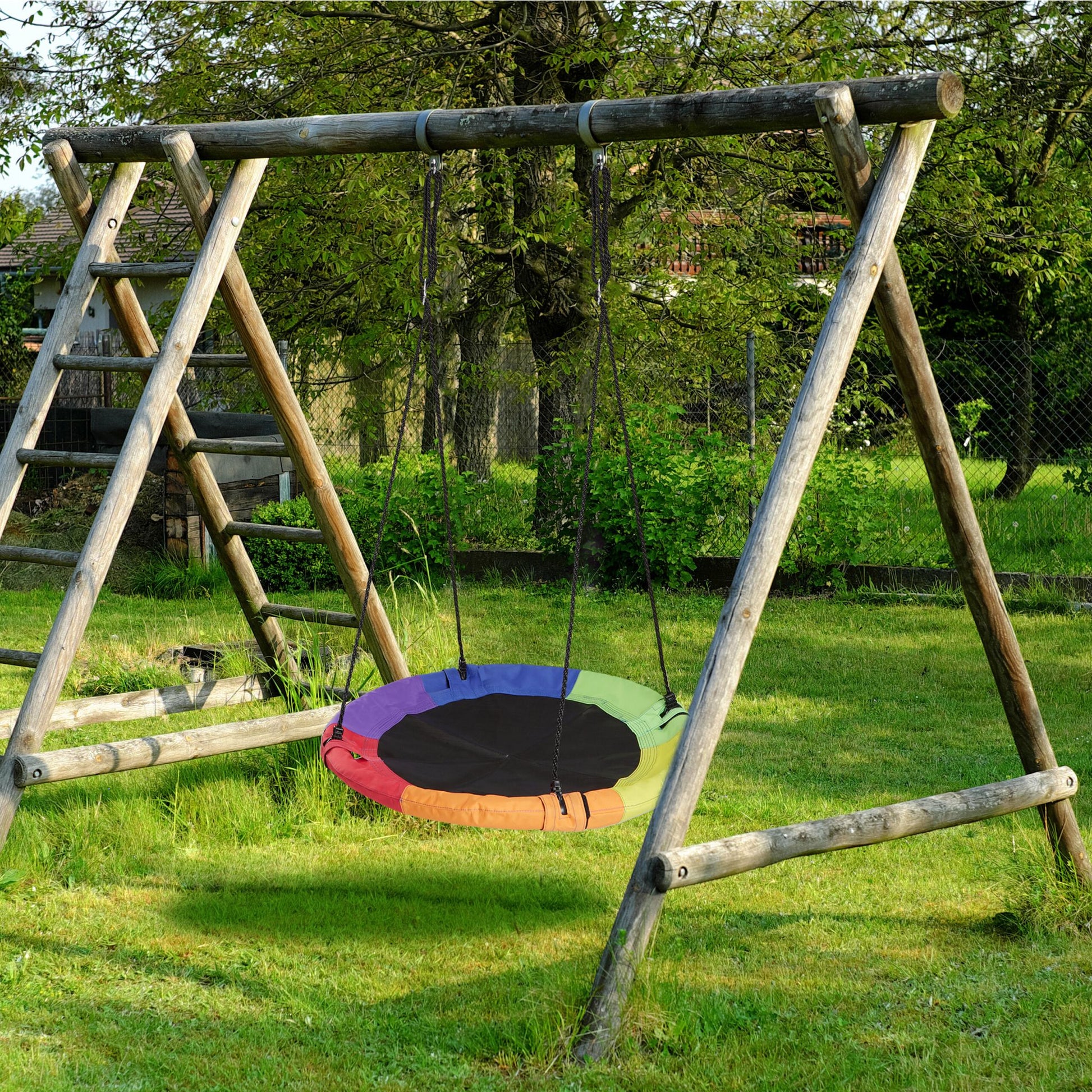 Bunte Nestschaukel Ø 100cm Grün-Rot-Schwarz von Relaxdays
