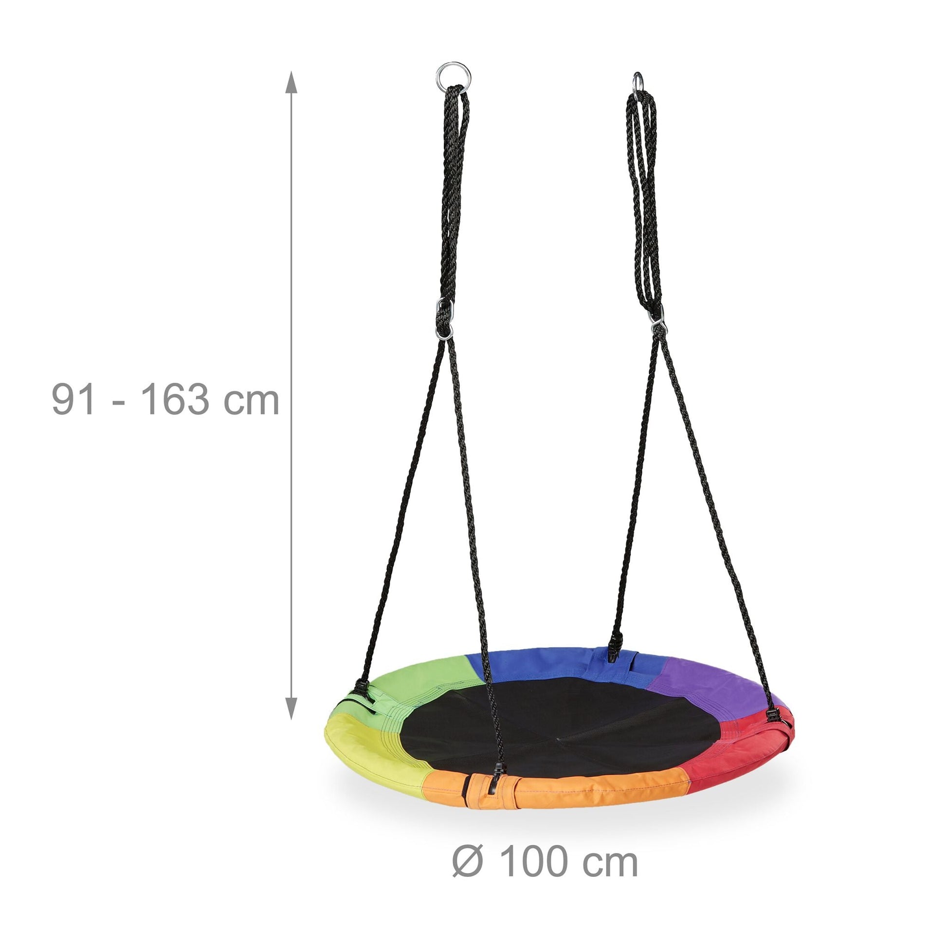 Bunte Nestschaukel Ø 100cm Grün-Rot-Schwarz von Relaxdays