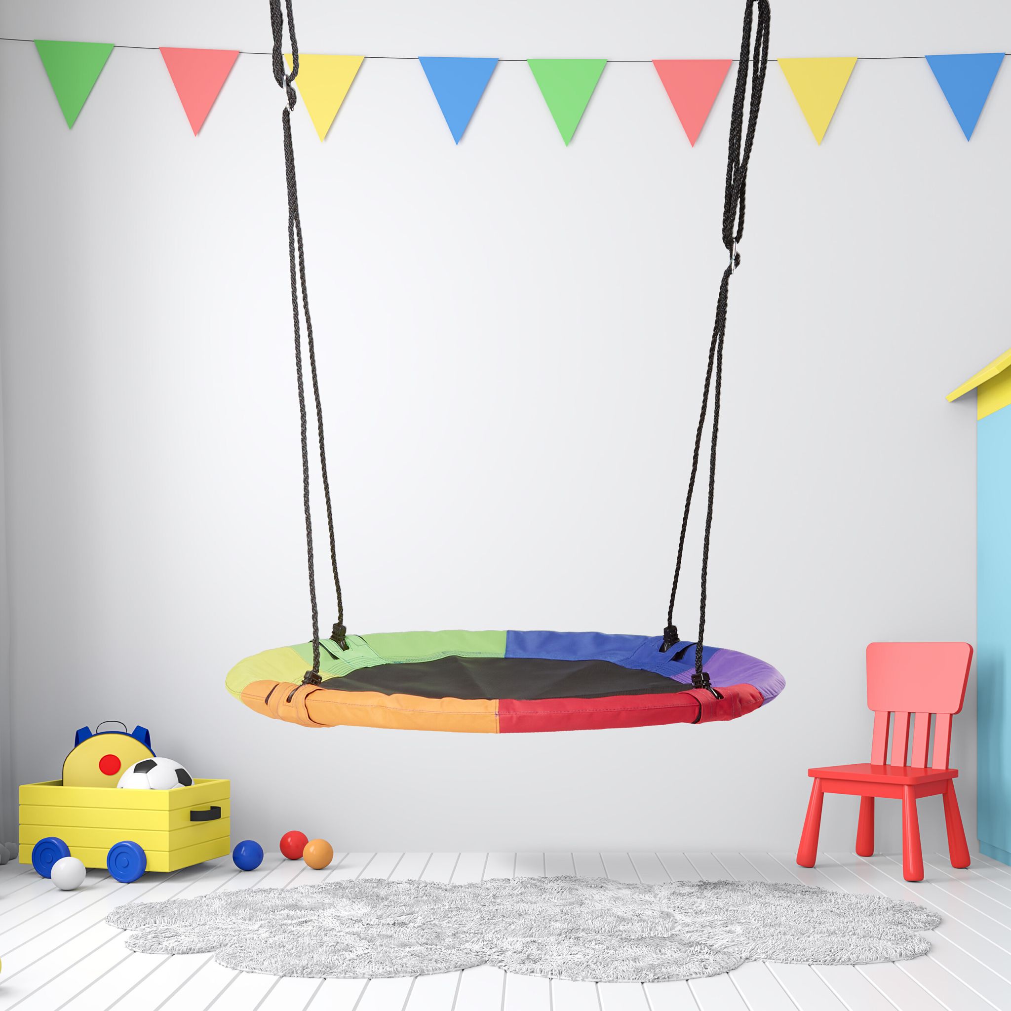 Bunte Nestschaukel Ø 100cm Grün-Rot-Schwarz von Relaxdays