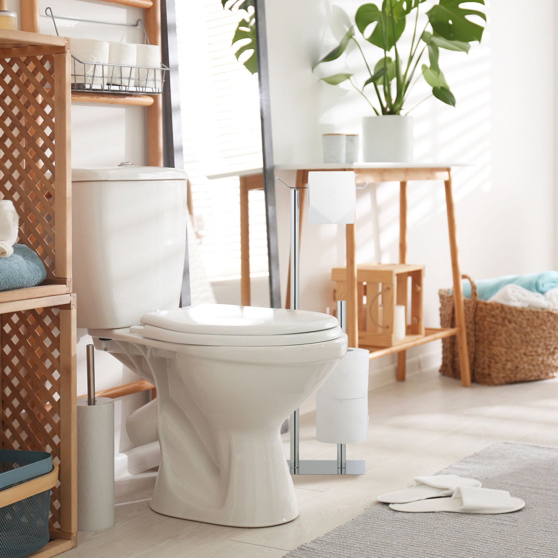 Toilettenpapierhalter stehend Schwarz von Relaxdays