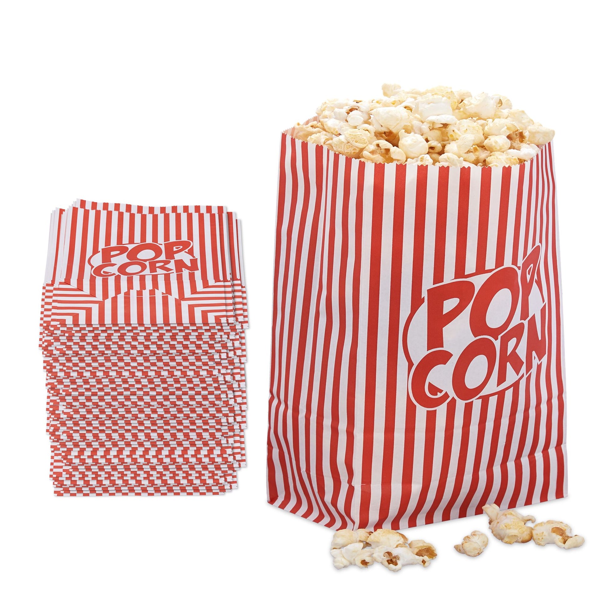 Retro Popcorntüten 48er-Set Weiss-Rot von Relaxdays