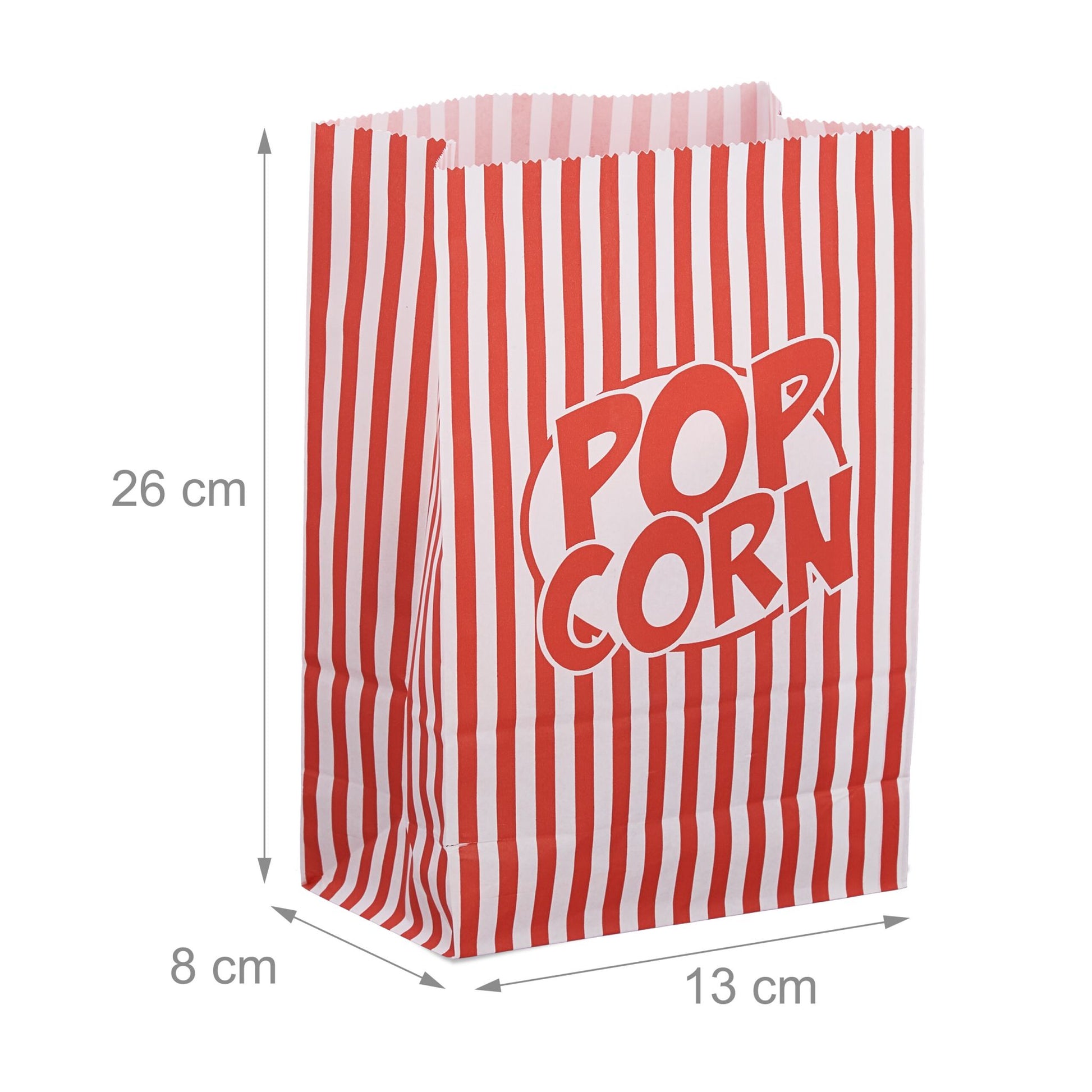 Retro Popcorntüten 48er-Set Weiss-Rot von Relaxdays