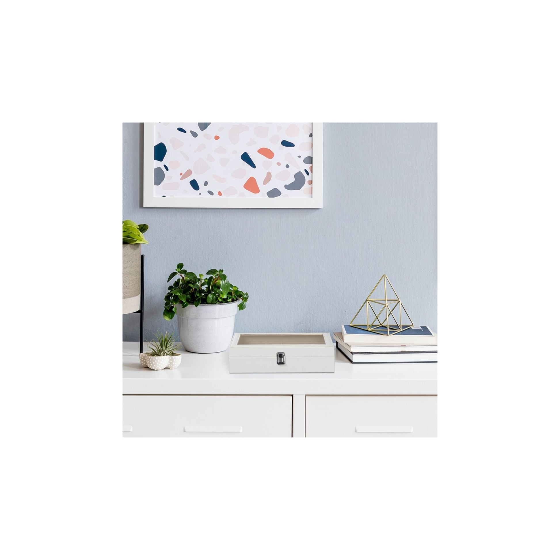 Brillenbox für 8 Brillen Weiss-Creme-Silber von Relaxdays