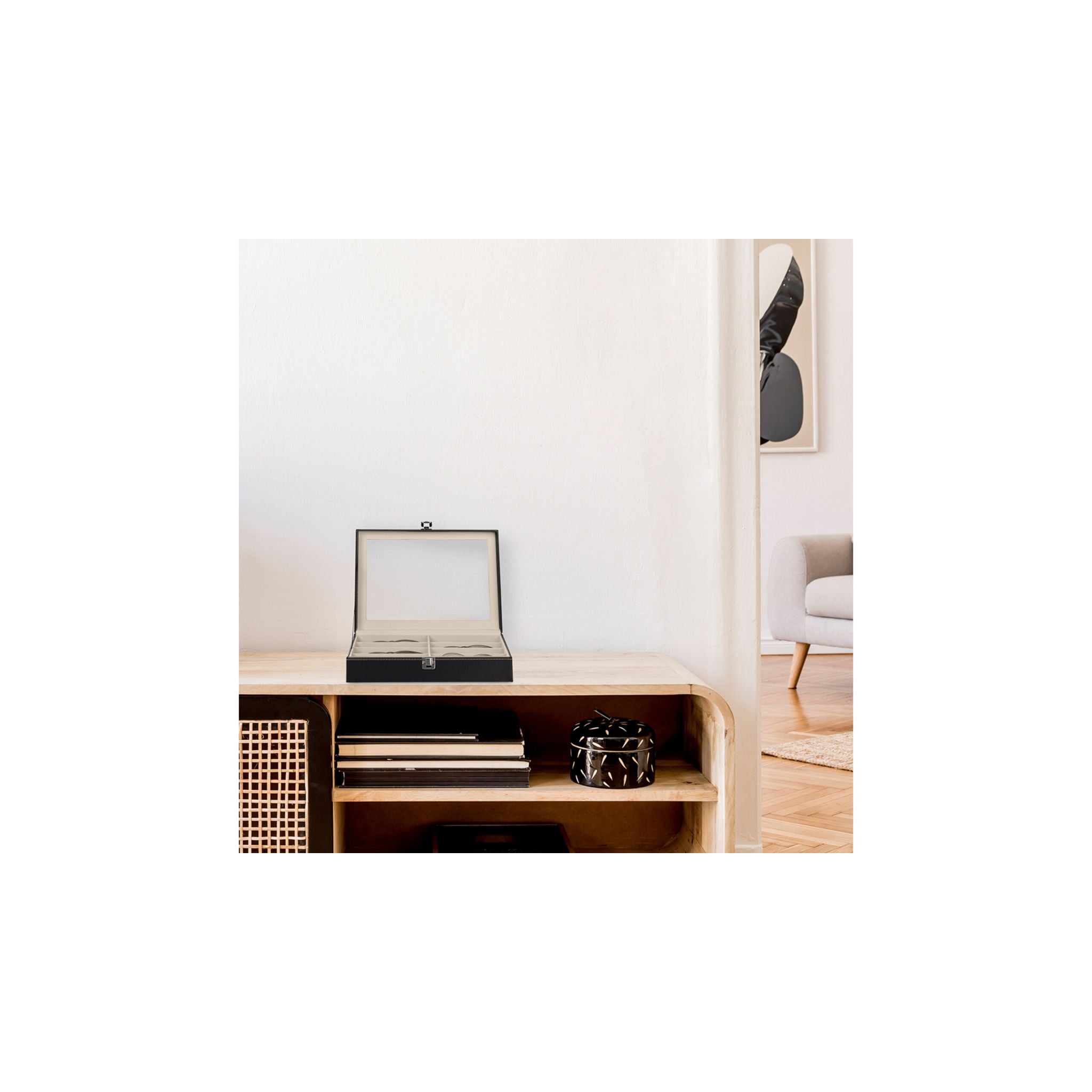 Brillenbox für 8 Brillen Weiss-Creme-Silber von Relaxdays