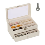 Brillenbox für 12 Brillen Weiss-Creme-Silber von Relaxdays