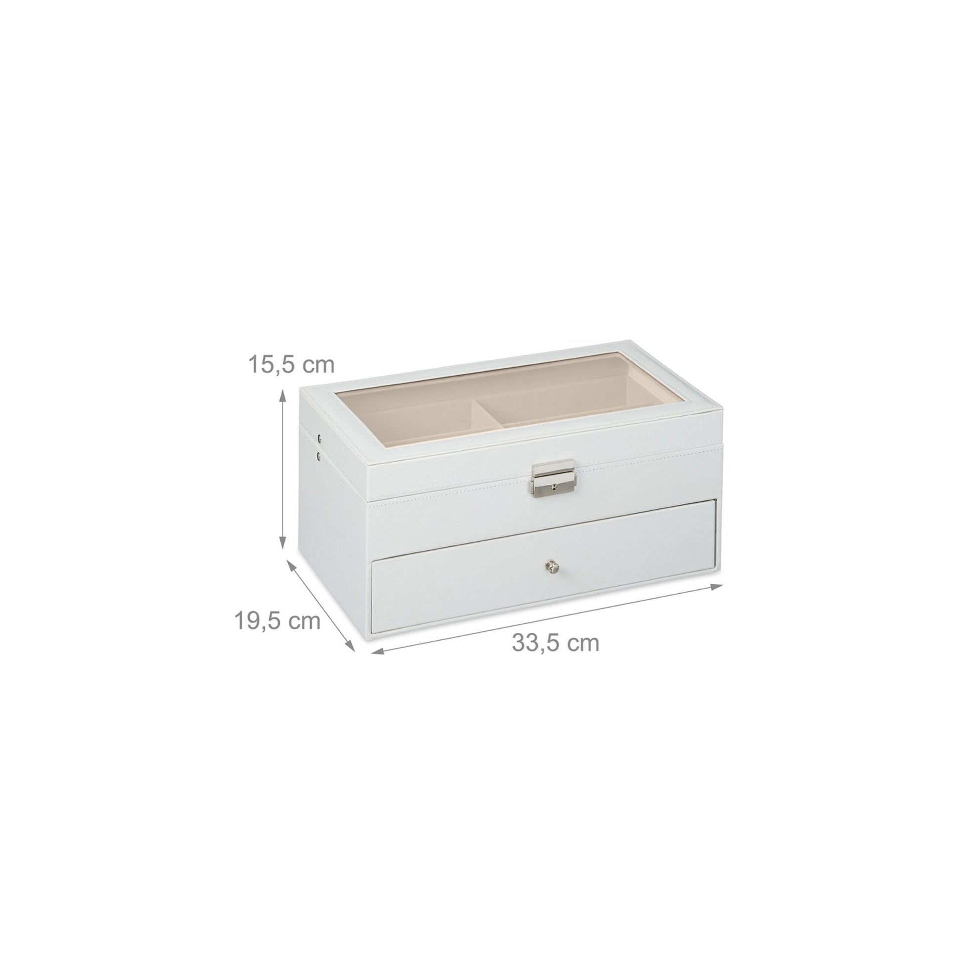 Brillenbox für 12 Brillen Weiss-Creme-Silber von Relaxdays