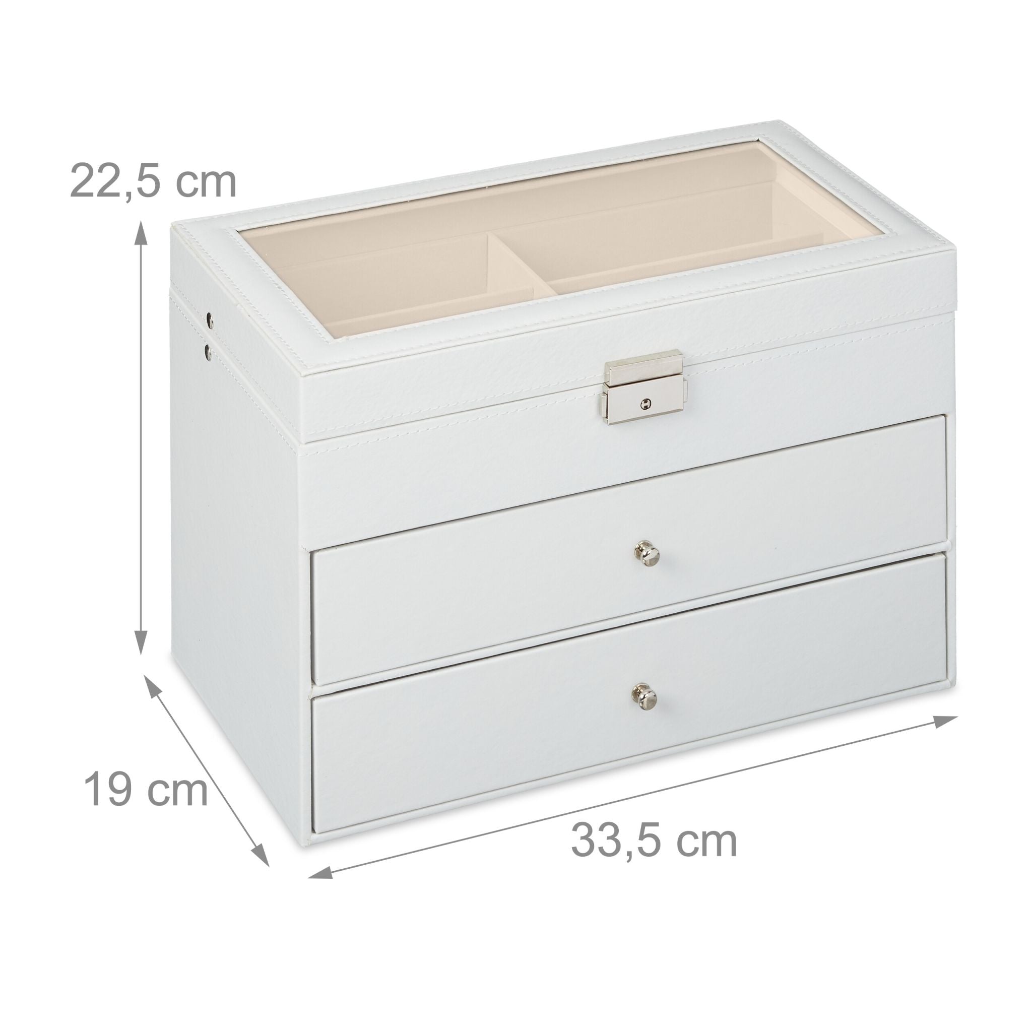 Brillenbox für 18 Brillen Weiss-Creme-Silber von Relaxdays