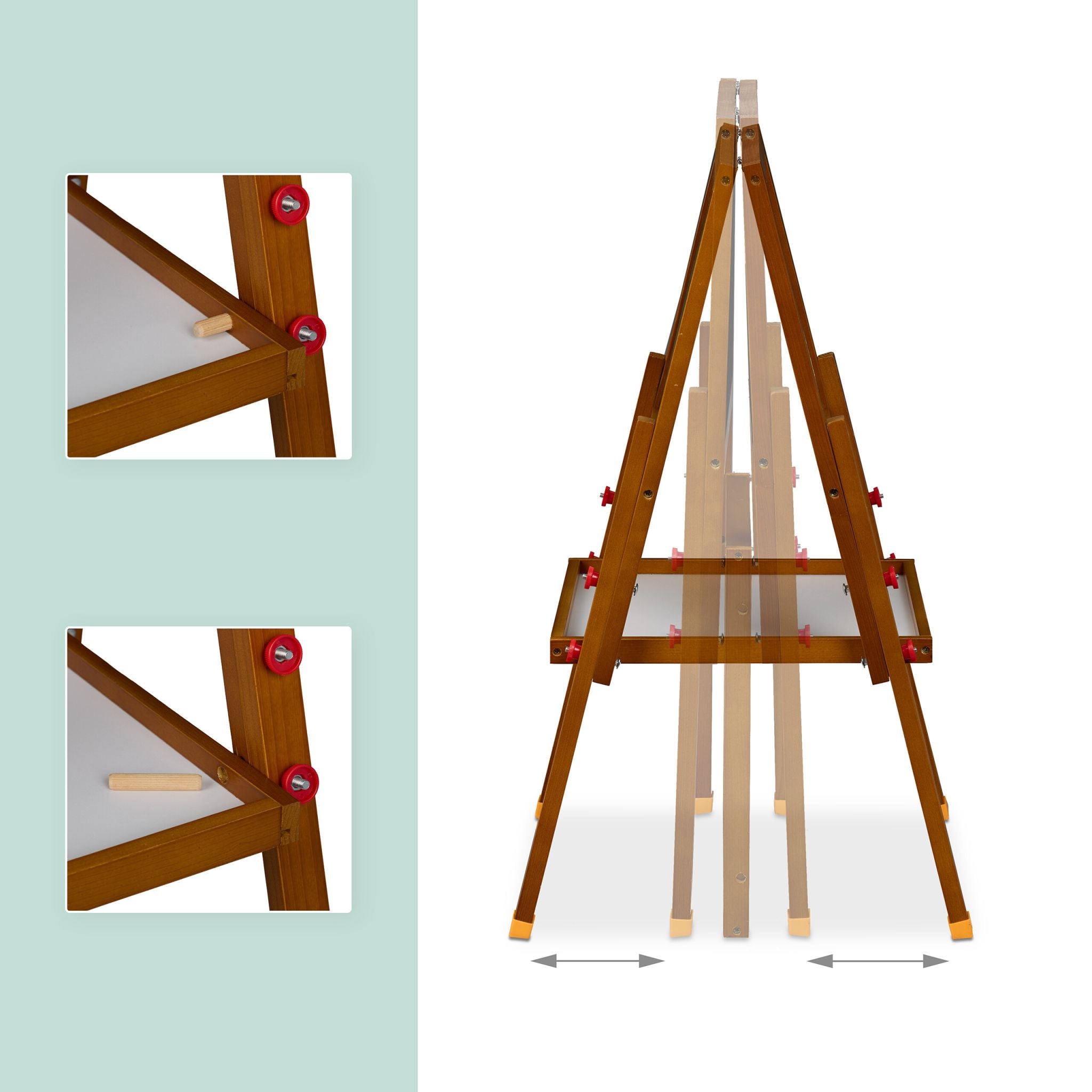 Kinderstandtafel mit Whiteboard Weiss-Dunkelbraun-Dunkelgrün