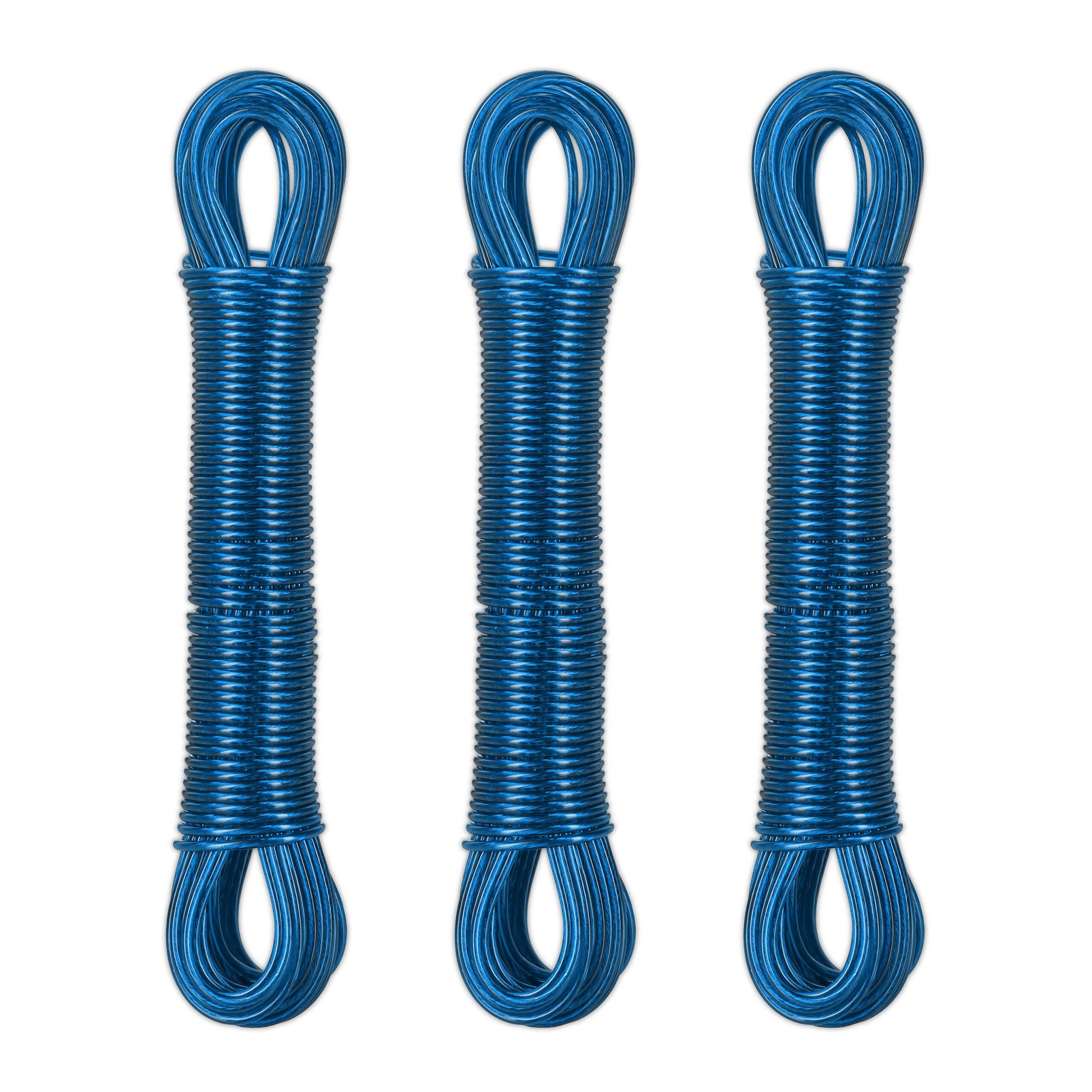 Wäscheleine mit Stahldraht 3 x 20m Blau von Relaxdays