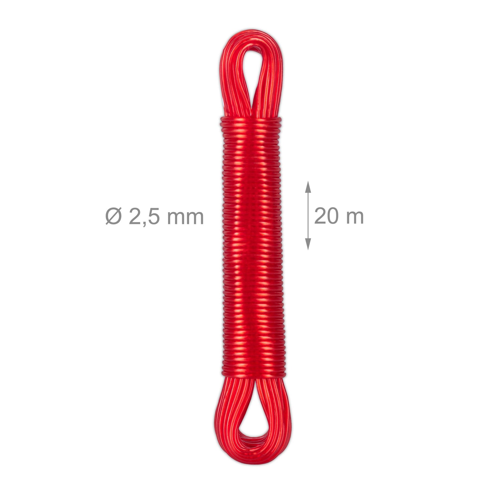 Wäscheleine mit Polyesterkern 3 x 20m Rot von Relaxdays