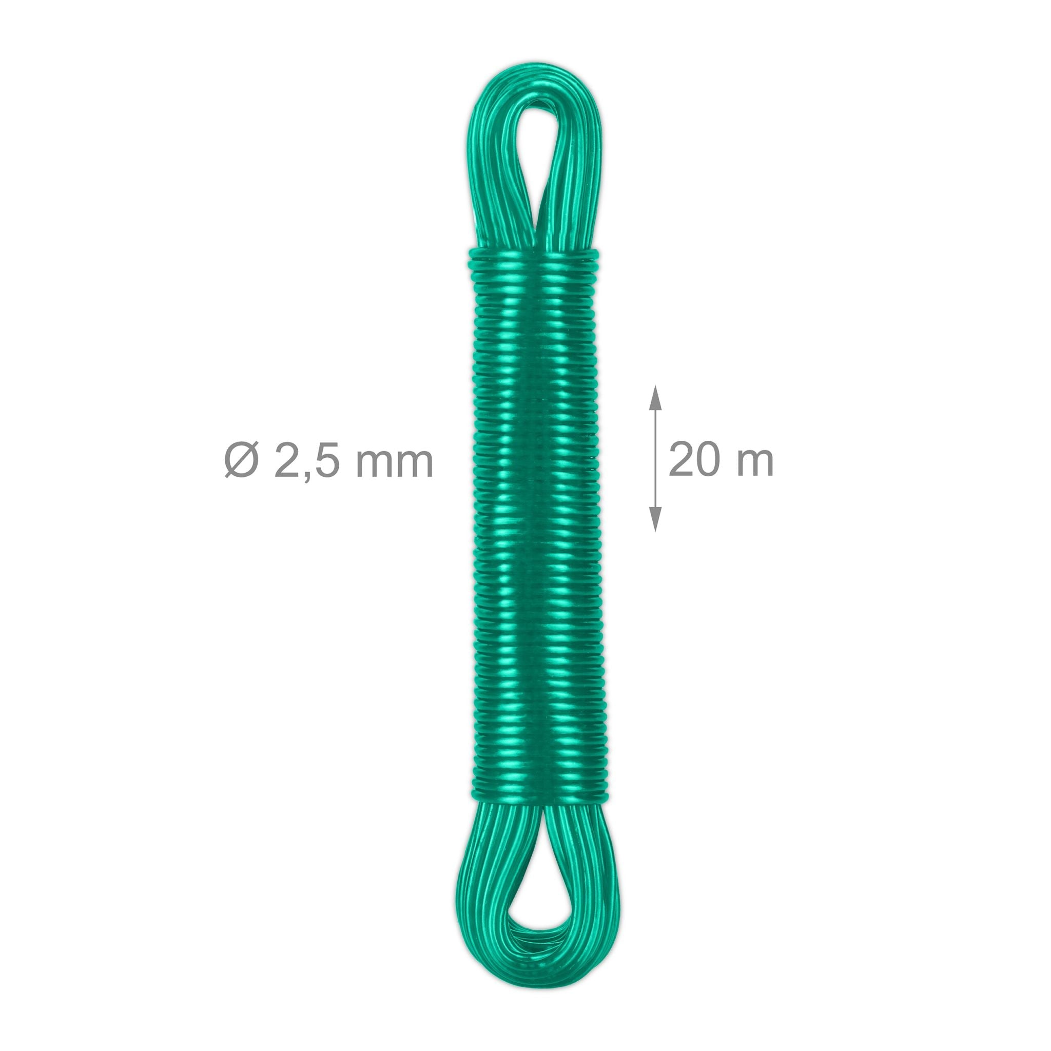 Wäscheleine mit Polyesterkern 3 x 20m Grün von Relaxdays