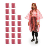 Einweg Regenponcho 20er-Set Rot von Relaxdays