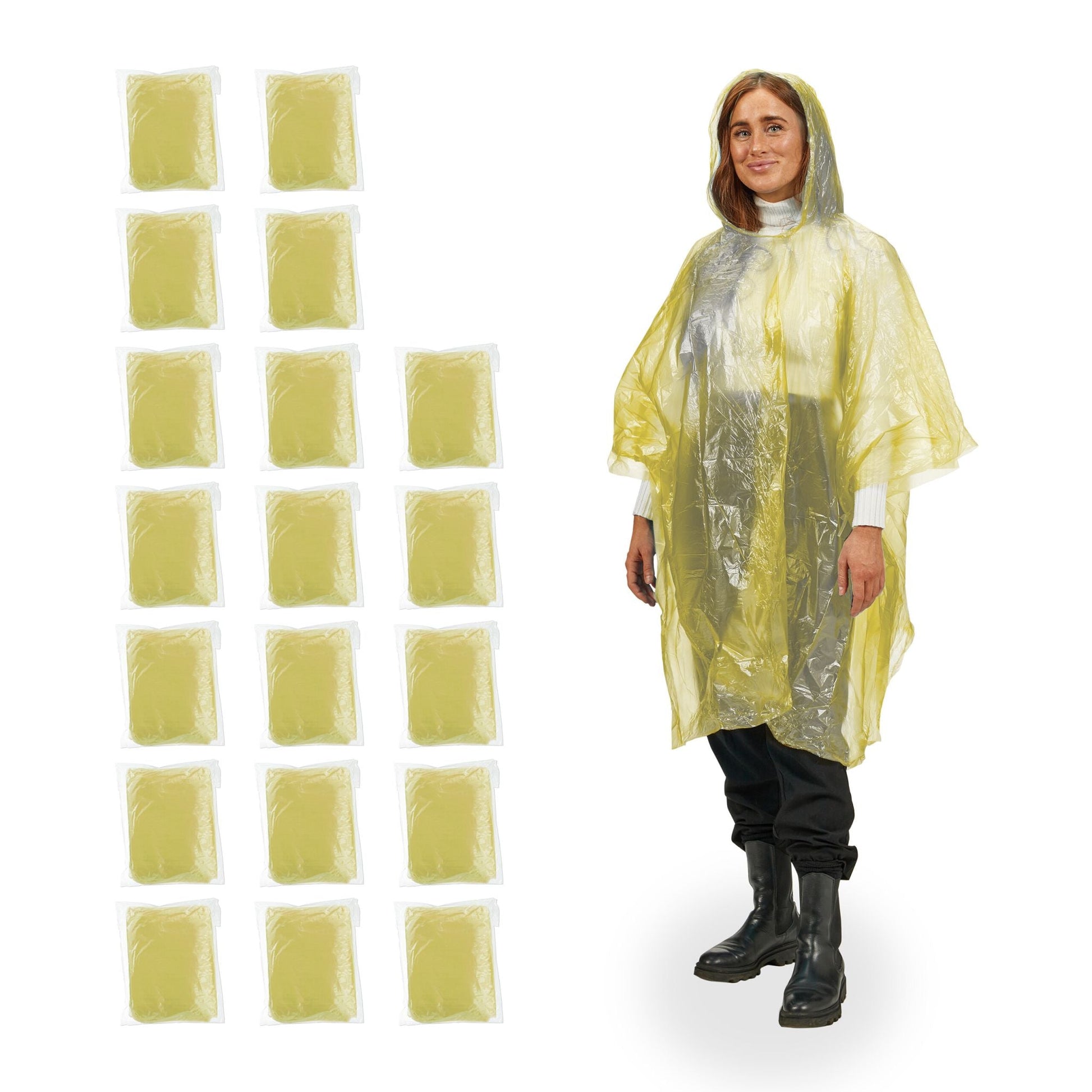 Einweg Regenponcho 20er-Set Gelb von Relaxdays