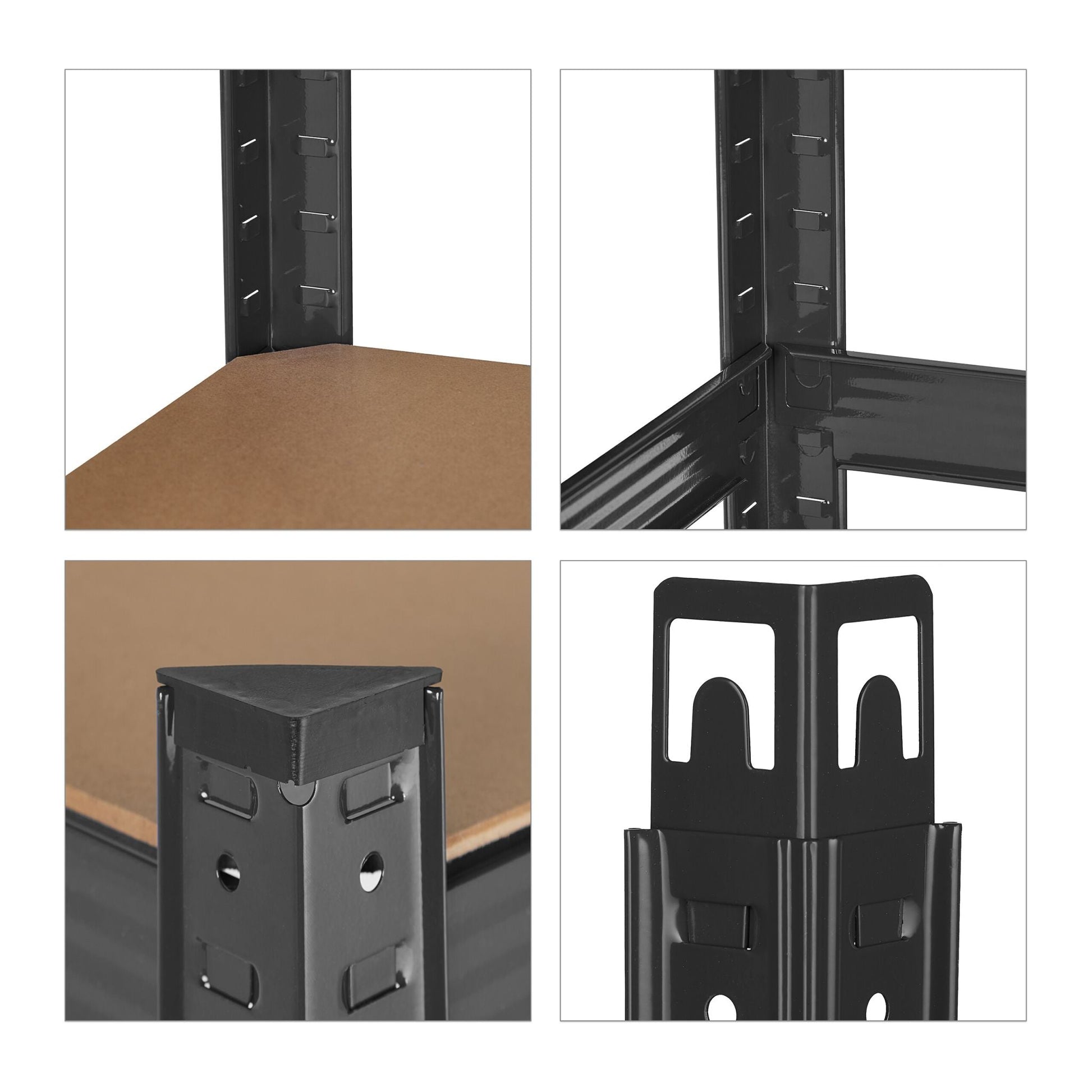 Schwerlastregal mit 5 Ebenen Beige-Schwarz von Relaxdays