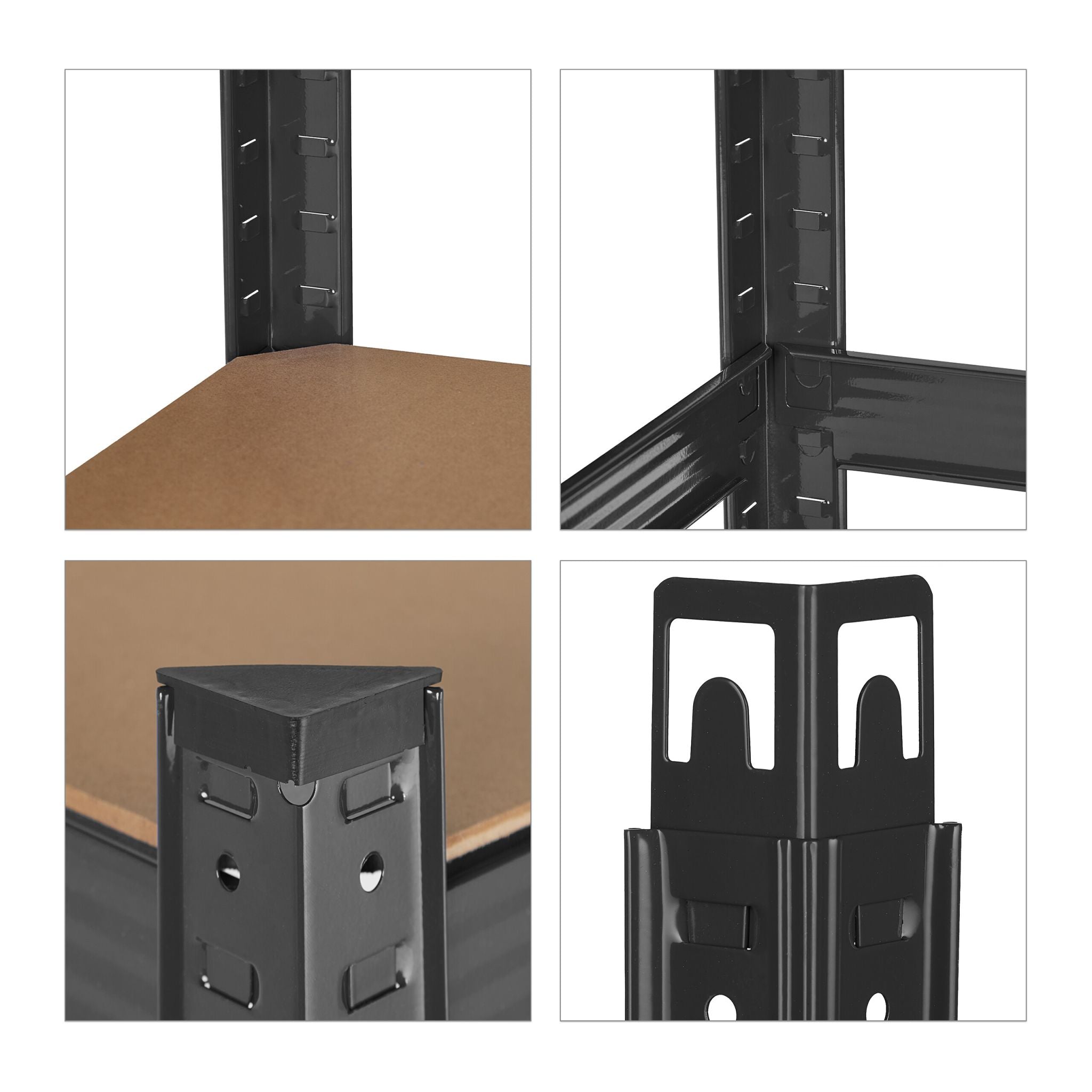 Schwerlastregal mit 5 Ebenen Beige-Schwarz von Relaxdays