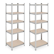 Schwerlastregal mit 5 Ebenen 2er-Set Hellbraun-Silber von Relaxdays