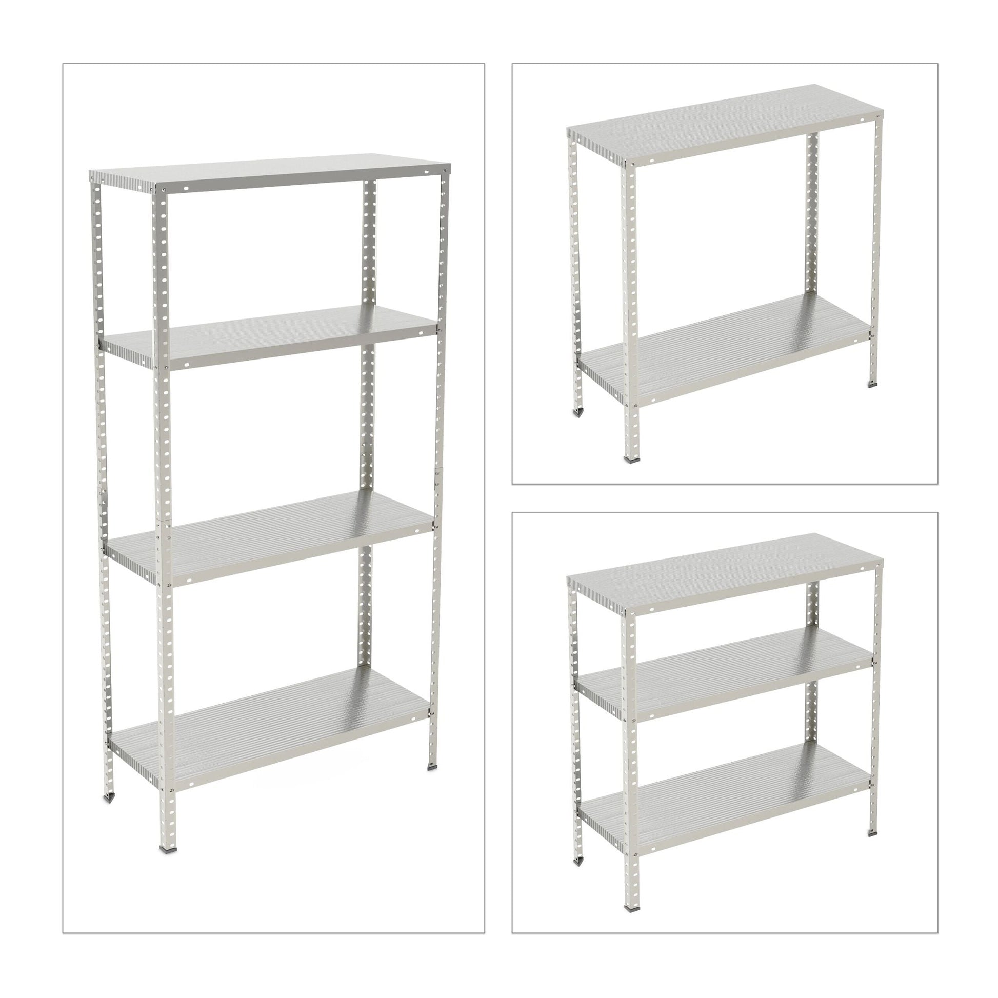 Verzinktes Metallregal mit 4 Böden Silber von Relaxdays