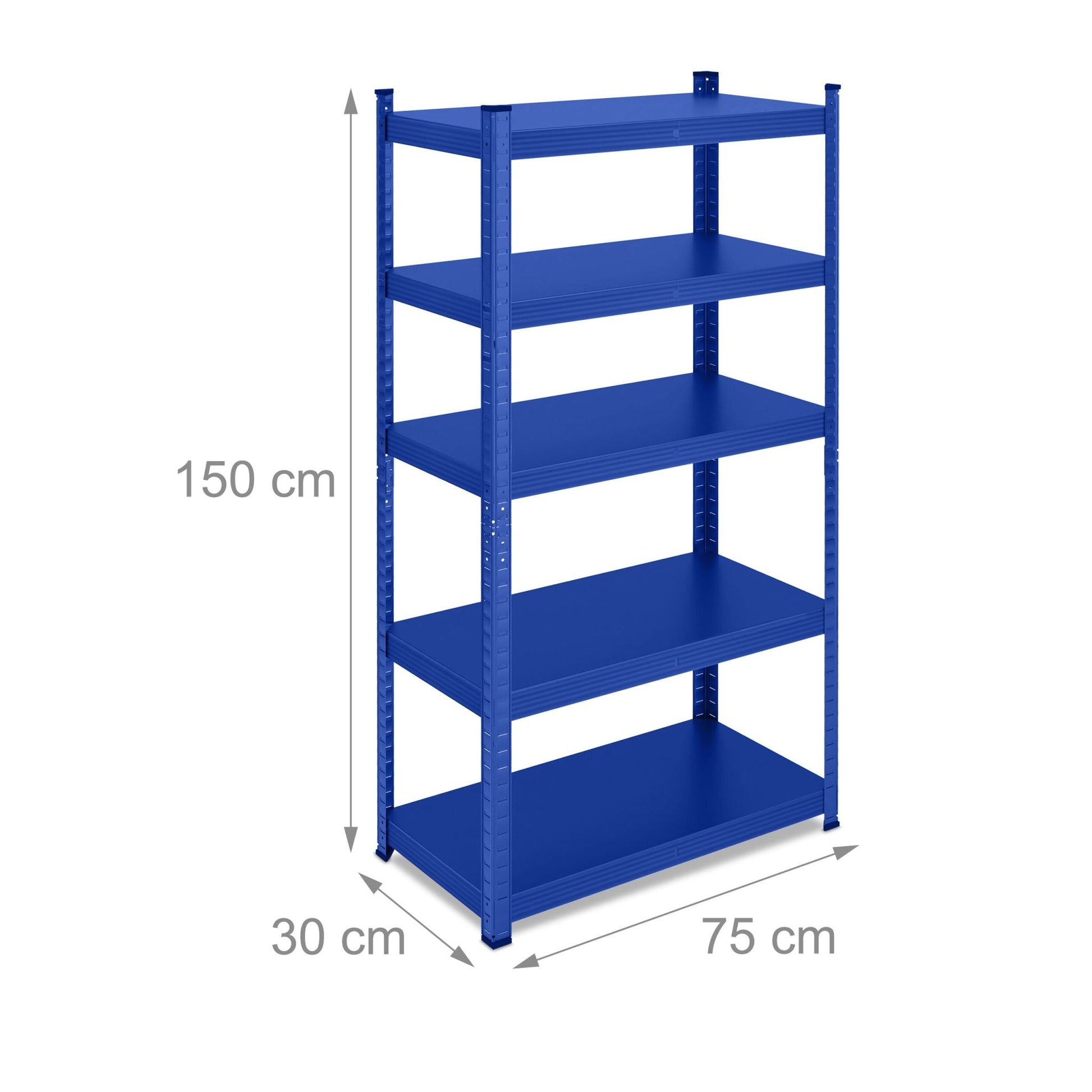 Schwerlastregal Metall 5 Ebenen Blau von Relaxdays