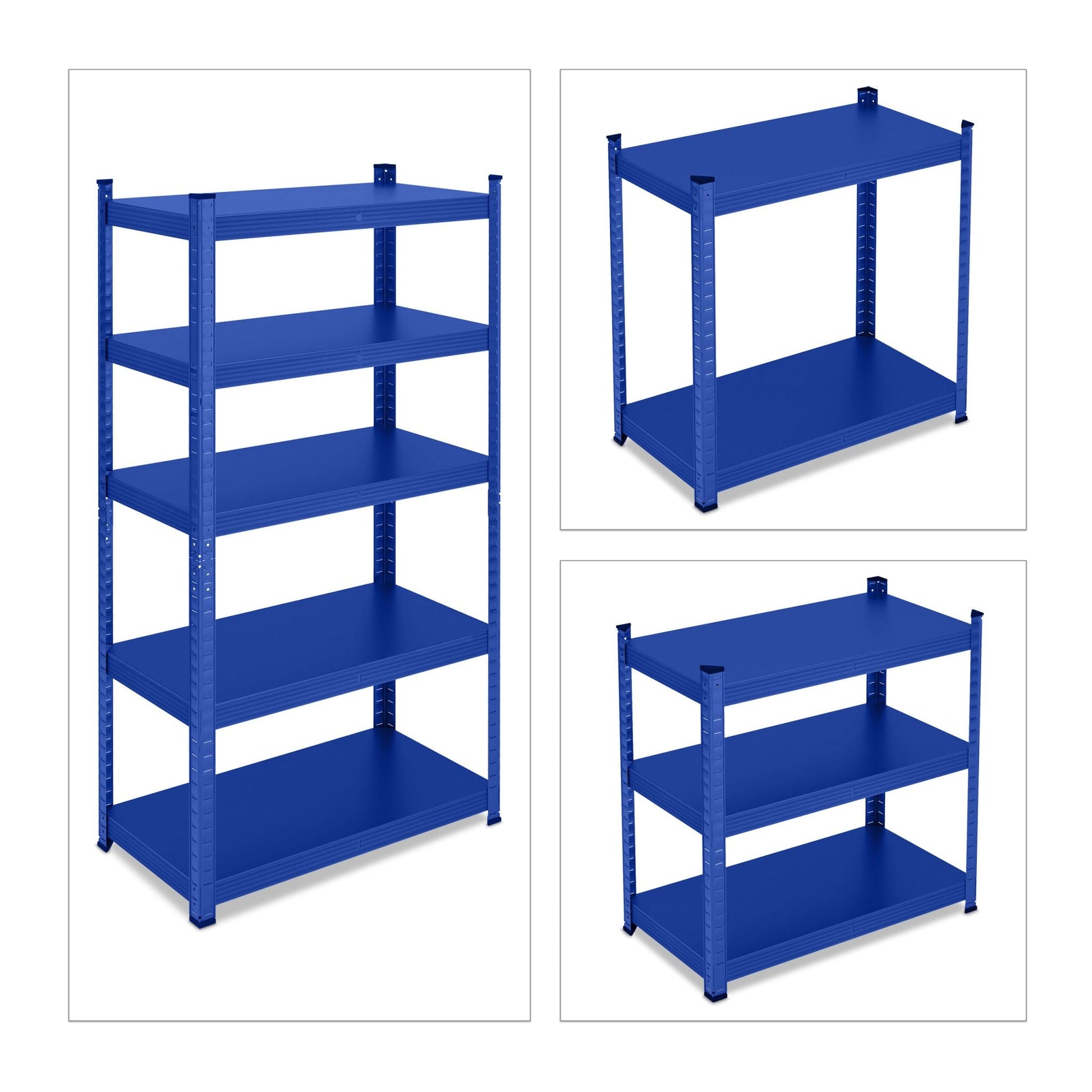 Schwerlastregal Metall 5 Ebenen Blau von Relaxdays
