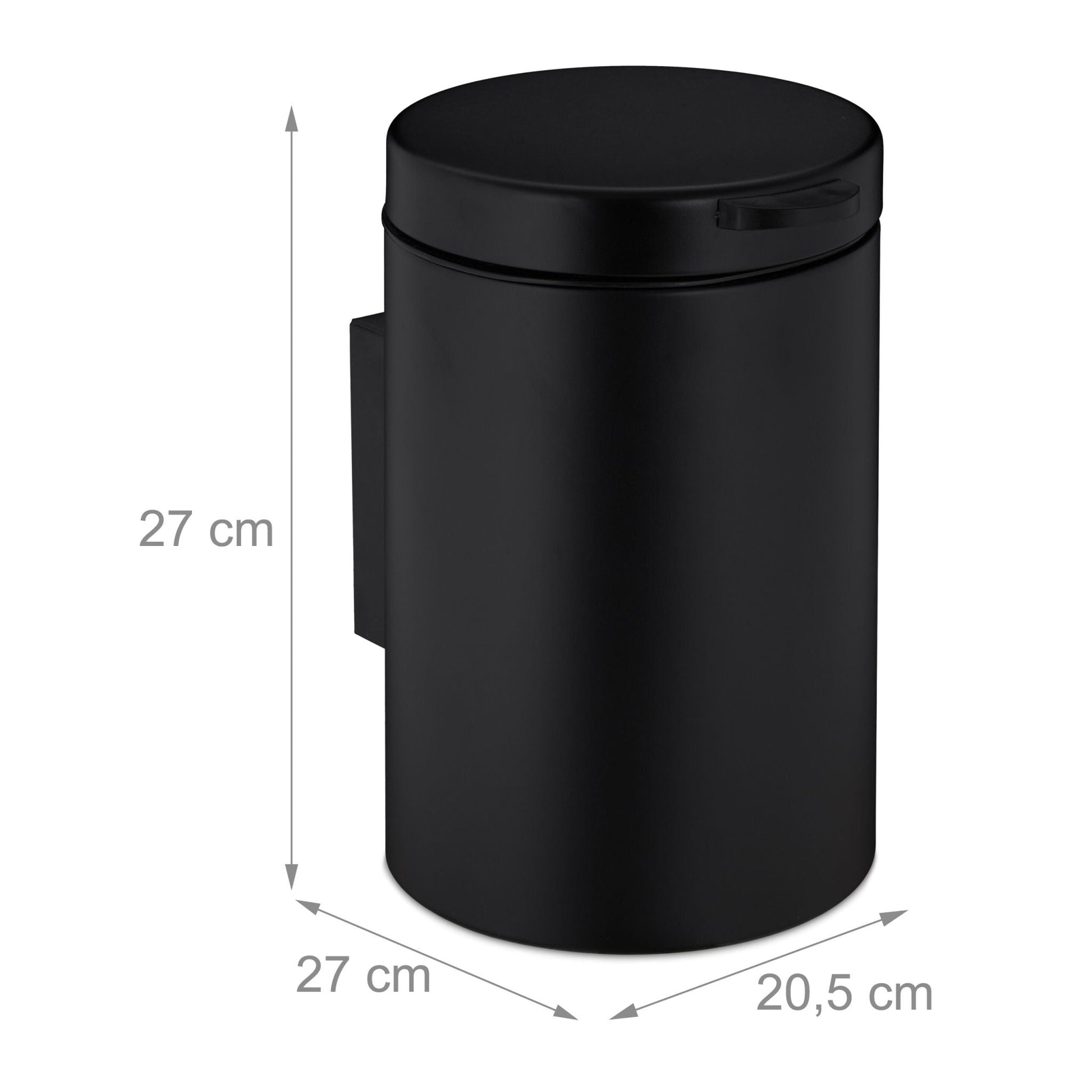 Kosmetikeimer Wandmontage 5 Liter Schwarz von Relaxdays