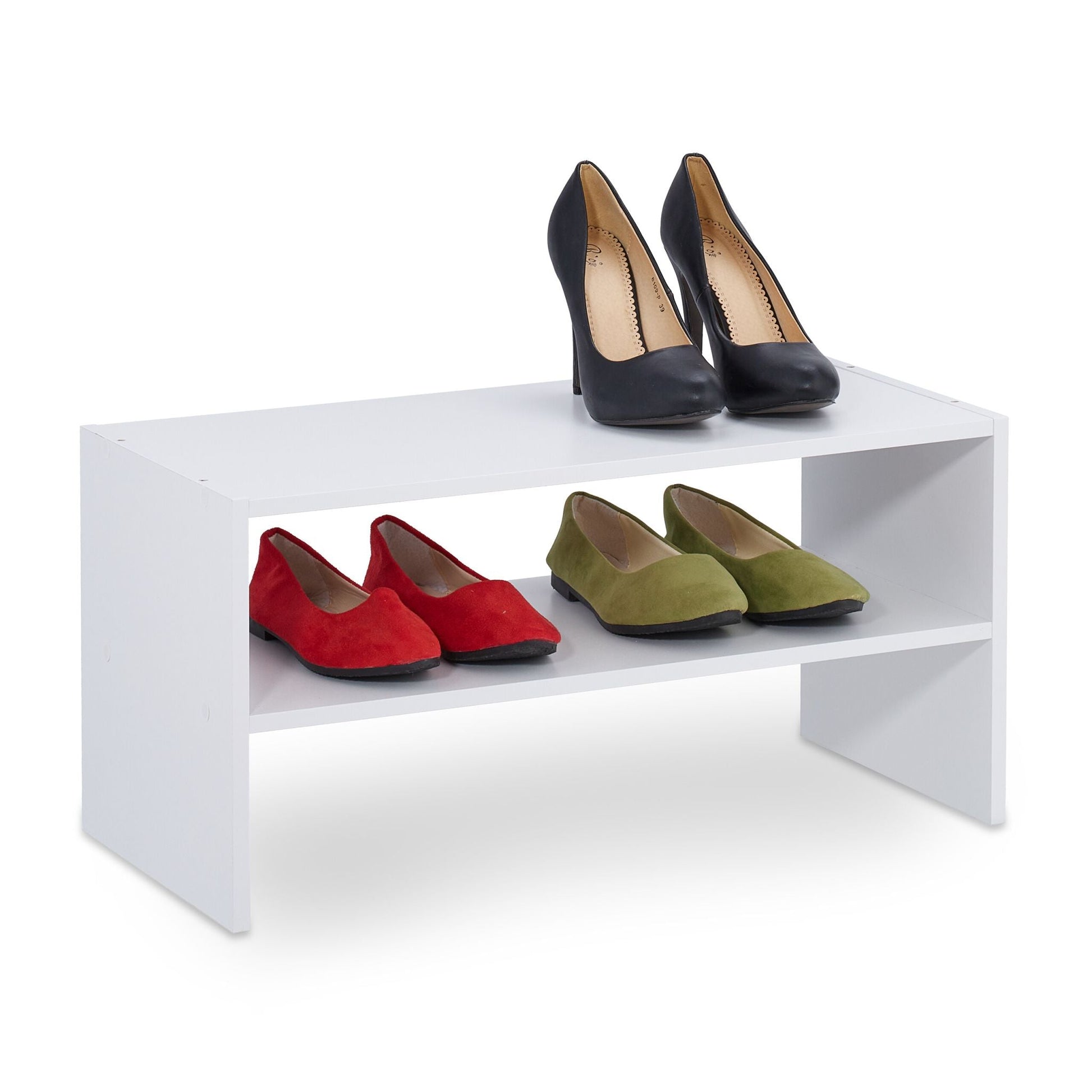 Schuhregal mit 2 Ablageflächen Weiss von Relaxdays