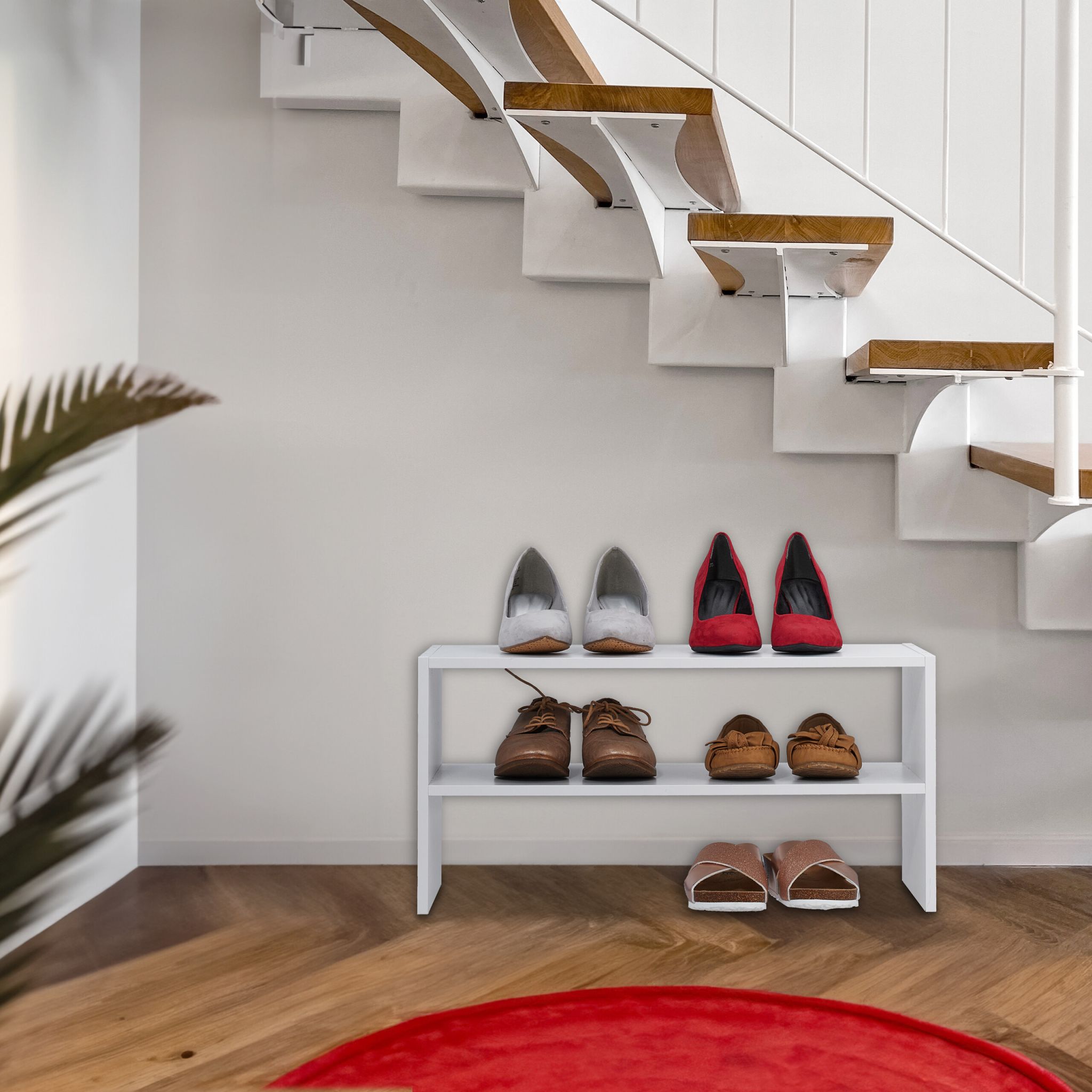 Schuhregal mit 2 Ablageflächen Weiss von Relaxdays