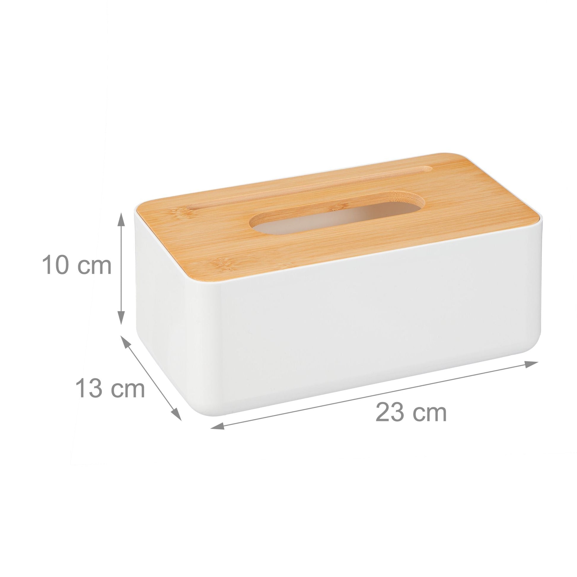 Tücherbox mit Bambus-Deckel Weiss-Hellbraun von Relaxdays