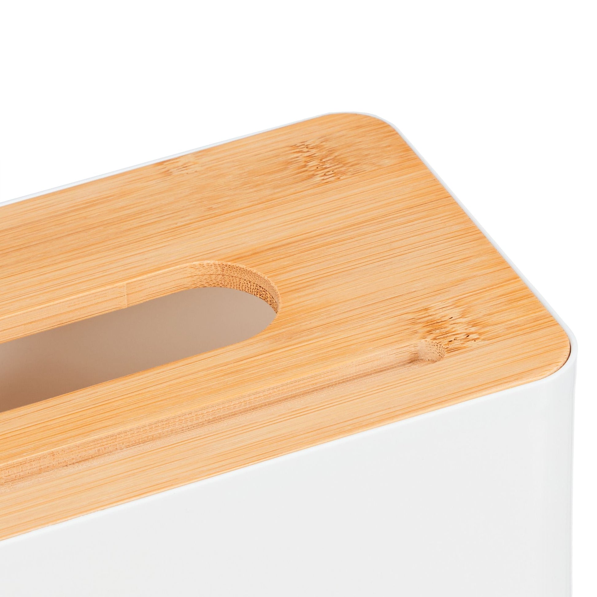 Tücherbox mit Bambus-Deckel Weiss-Hellbraun von Relaxdays