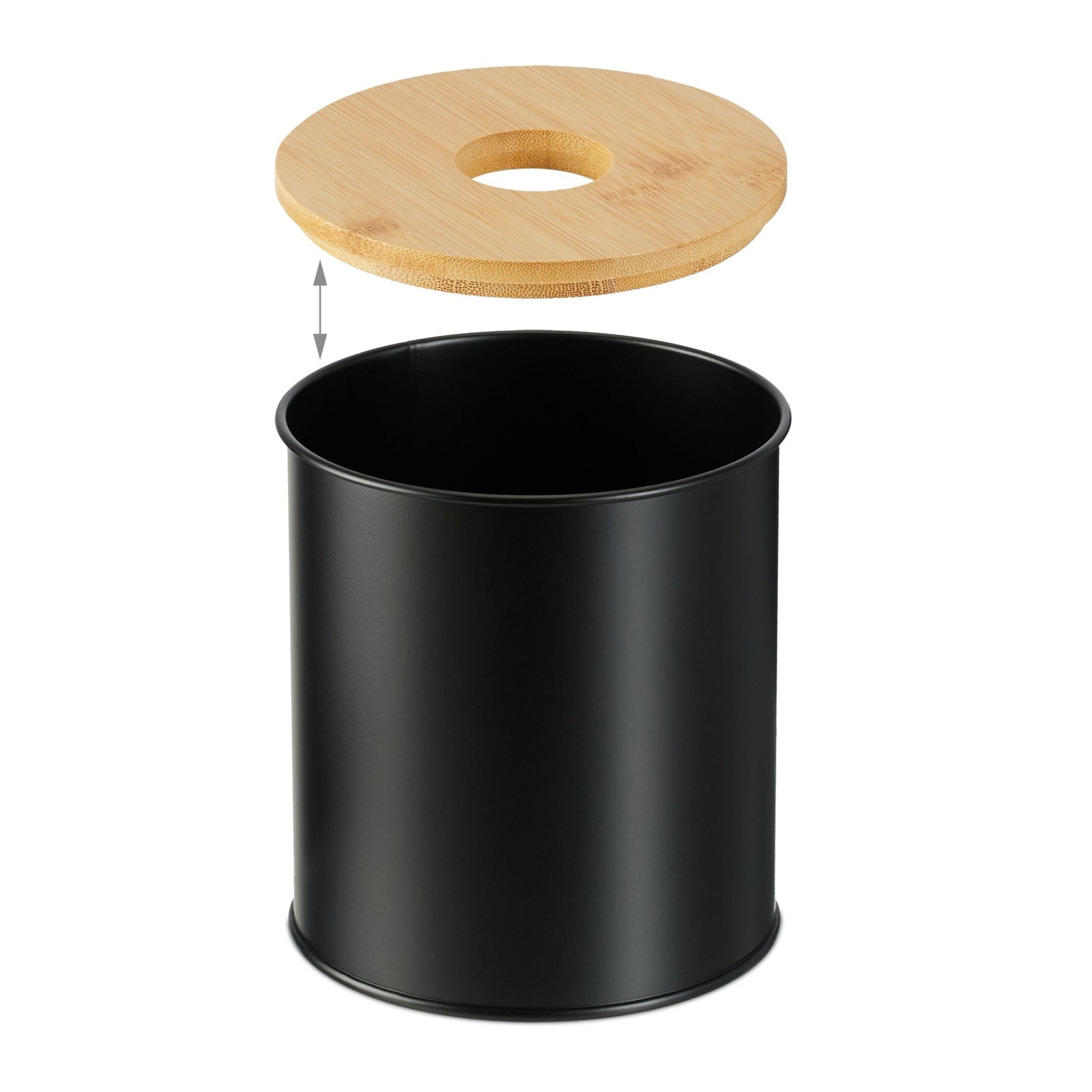 Kosmetikeimer 2 l mit Bambusdeckel Hellbraun-Schwarz von Relaxdays