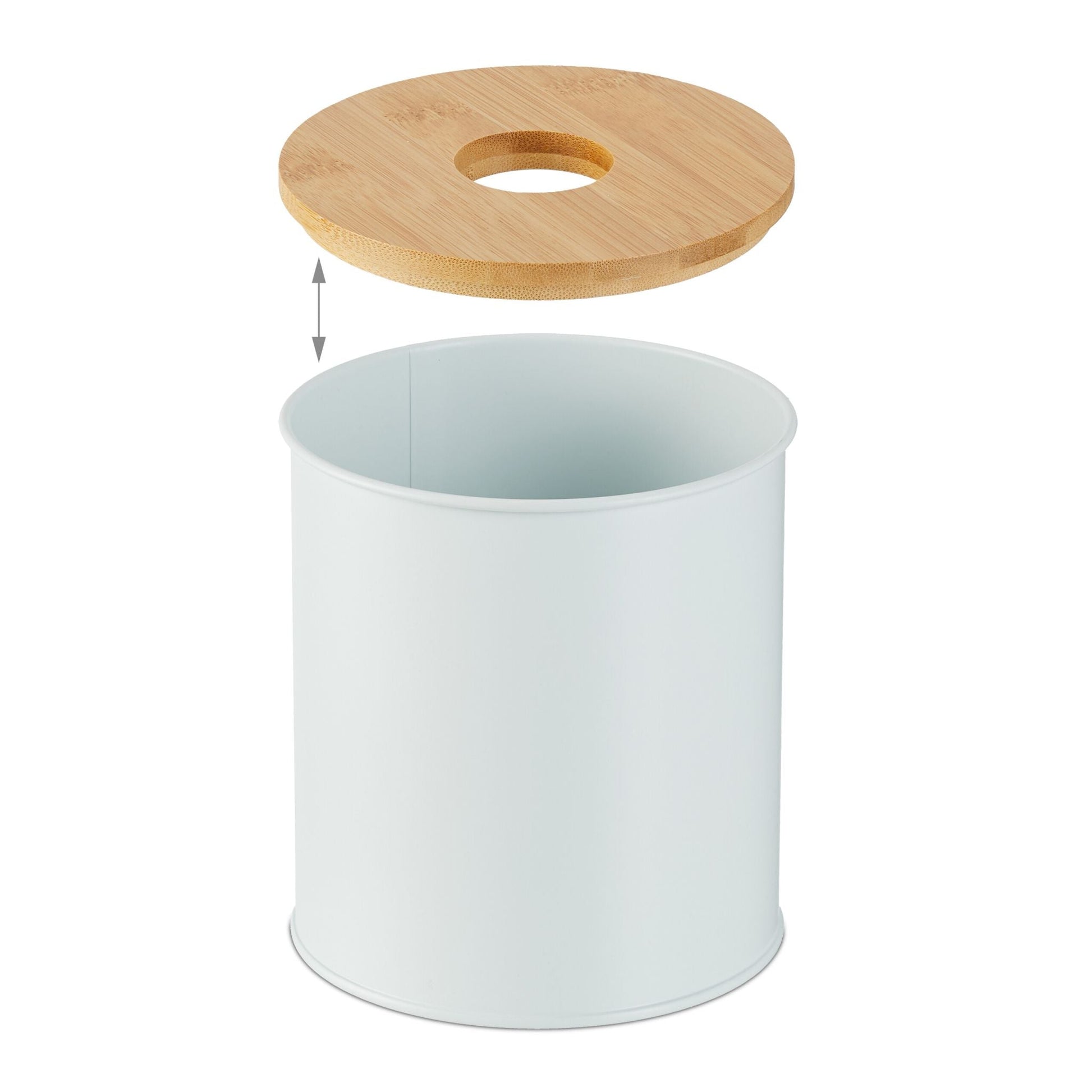 Kosmetikeimer 2 l mit Bambusdeckel Weiss-Hellbraun von Relaxdays