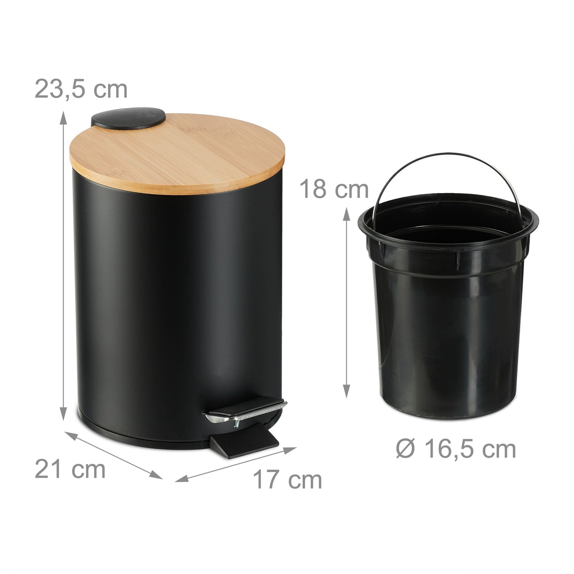 Kosmetikeimer 3 Liter Hellbraun-Schwarz von Relaxdays