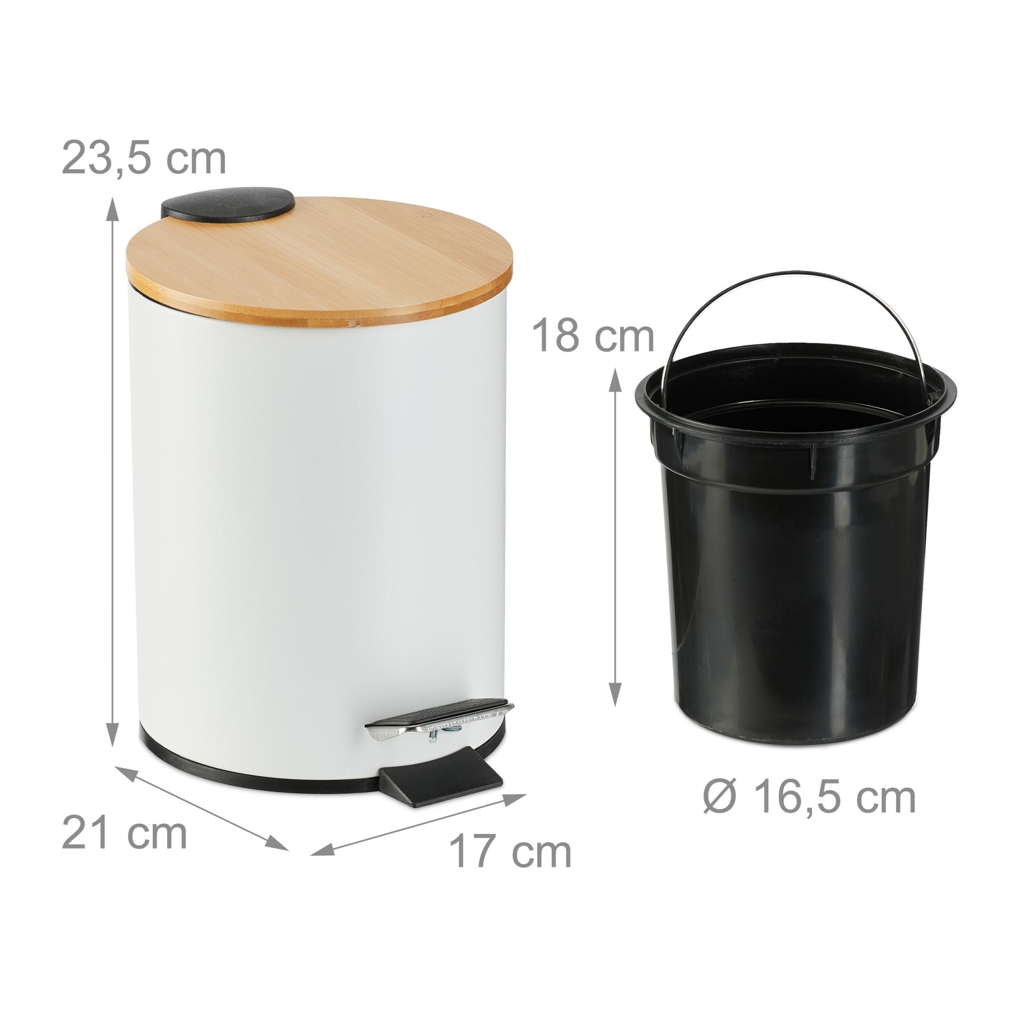Kosmetikeimer 3 Liter Weiss-Hellbraun-Schwarz von Relaxdays