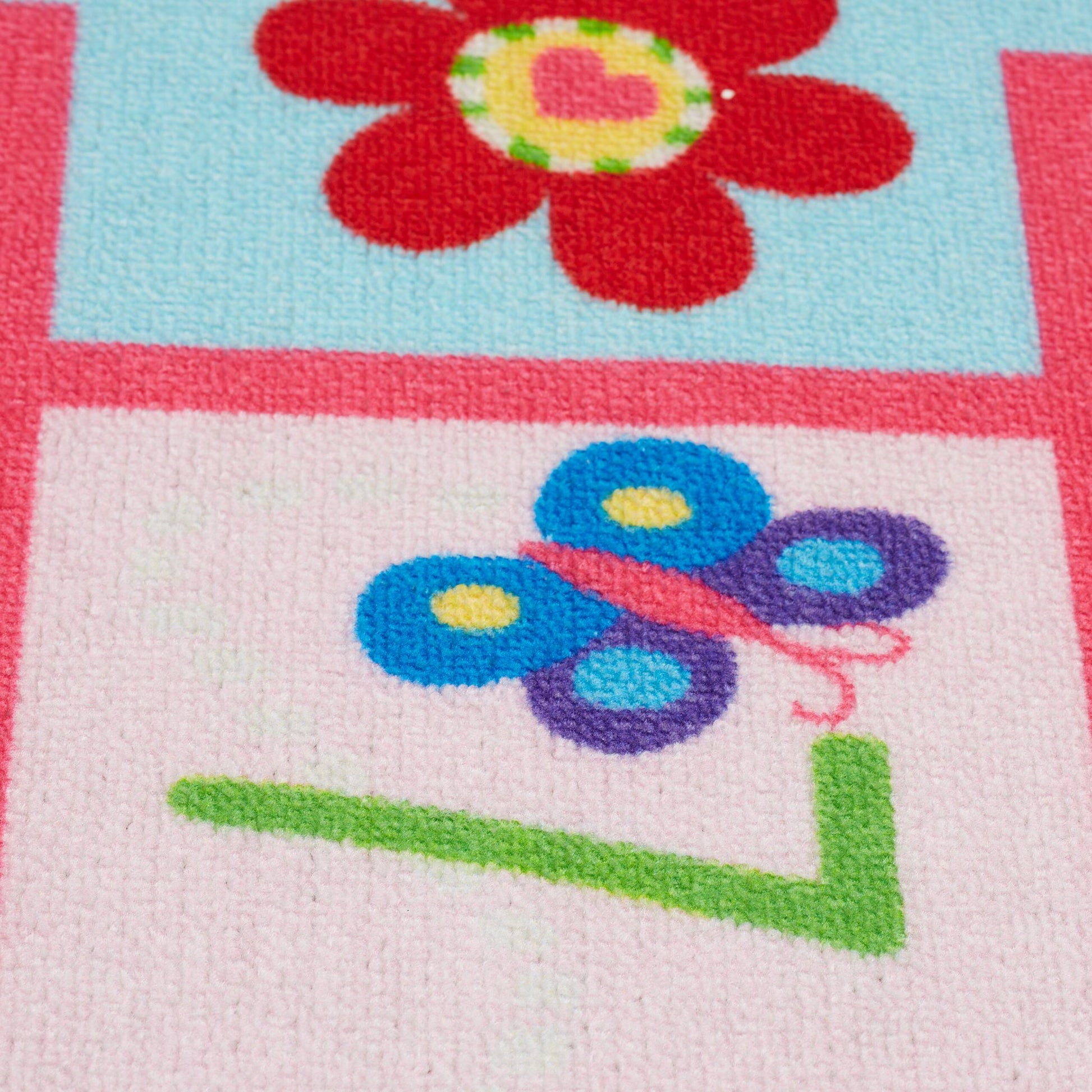 Kinderteppich Hüpfkästchen Gelb-Hellblau-Pink von guteszeug.ch