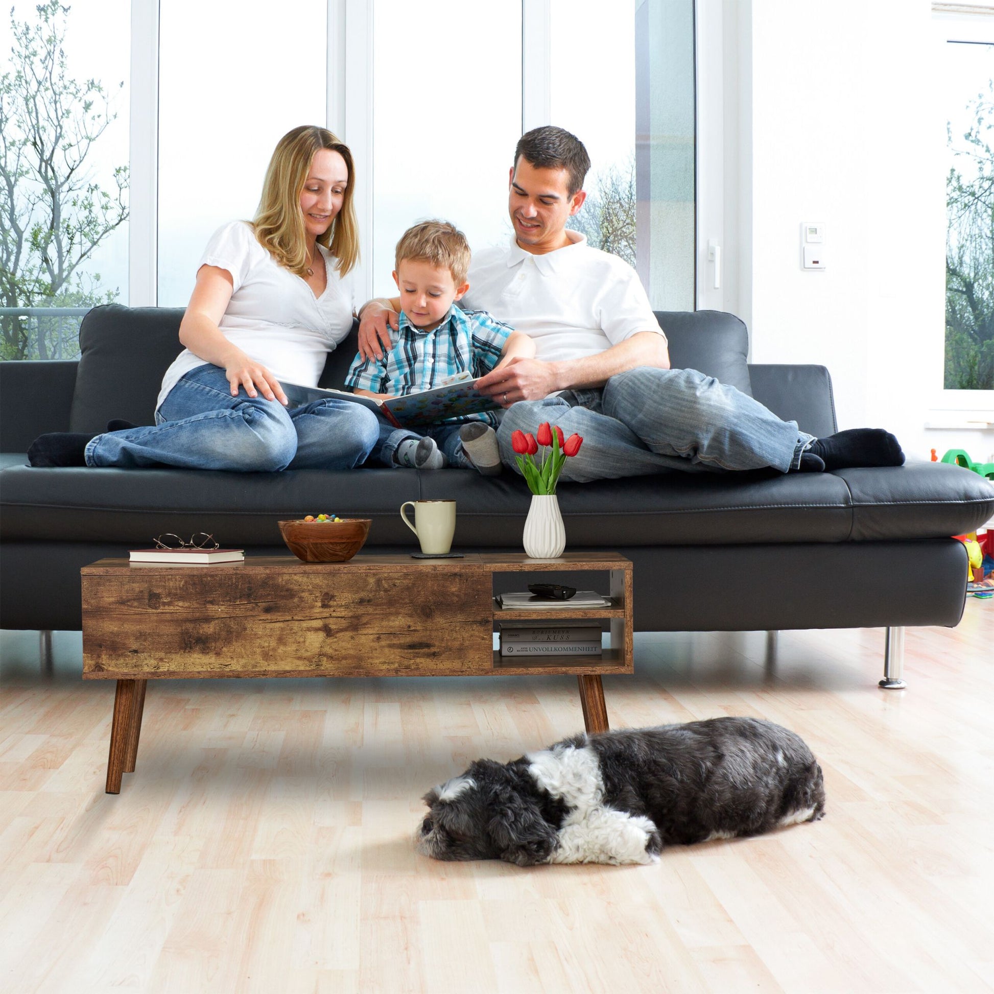 Aufklappbarer Couchtisch Braun von Relaxdays