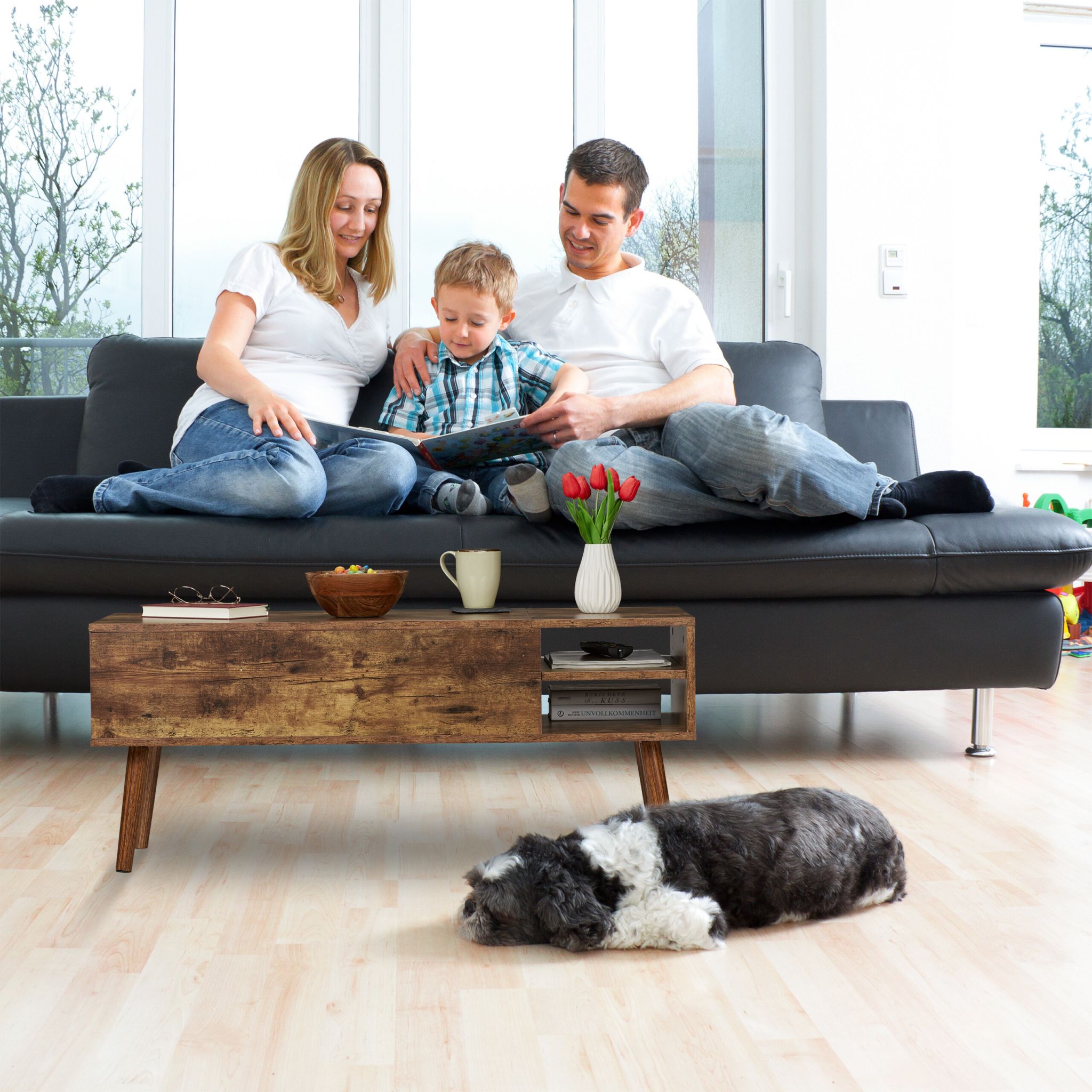 Aufklappbarer Couchtisch Braun von Relaxdays