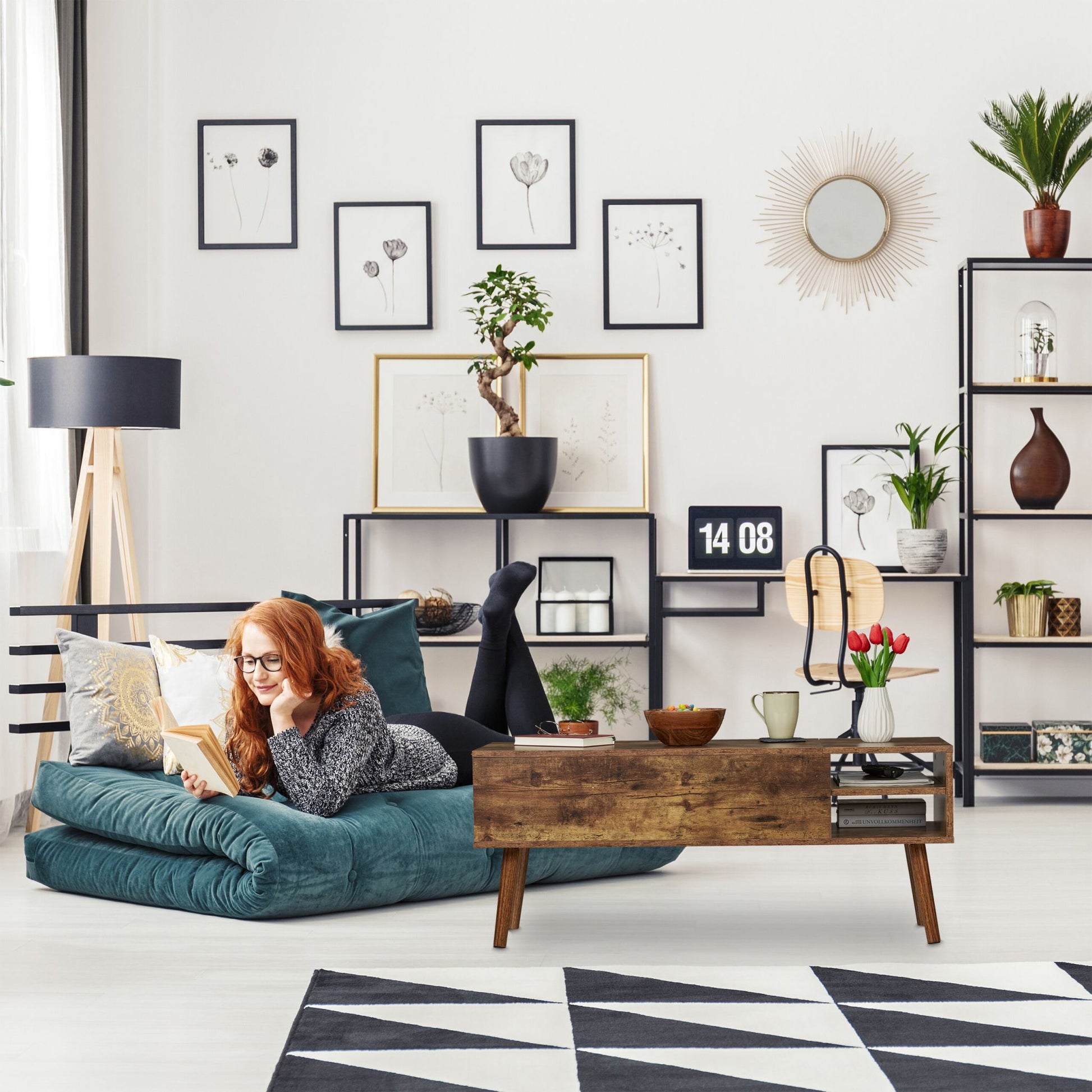 Aufklappbarer Couchtisch Braun von Relaxdays