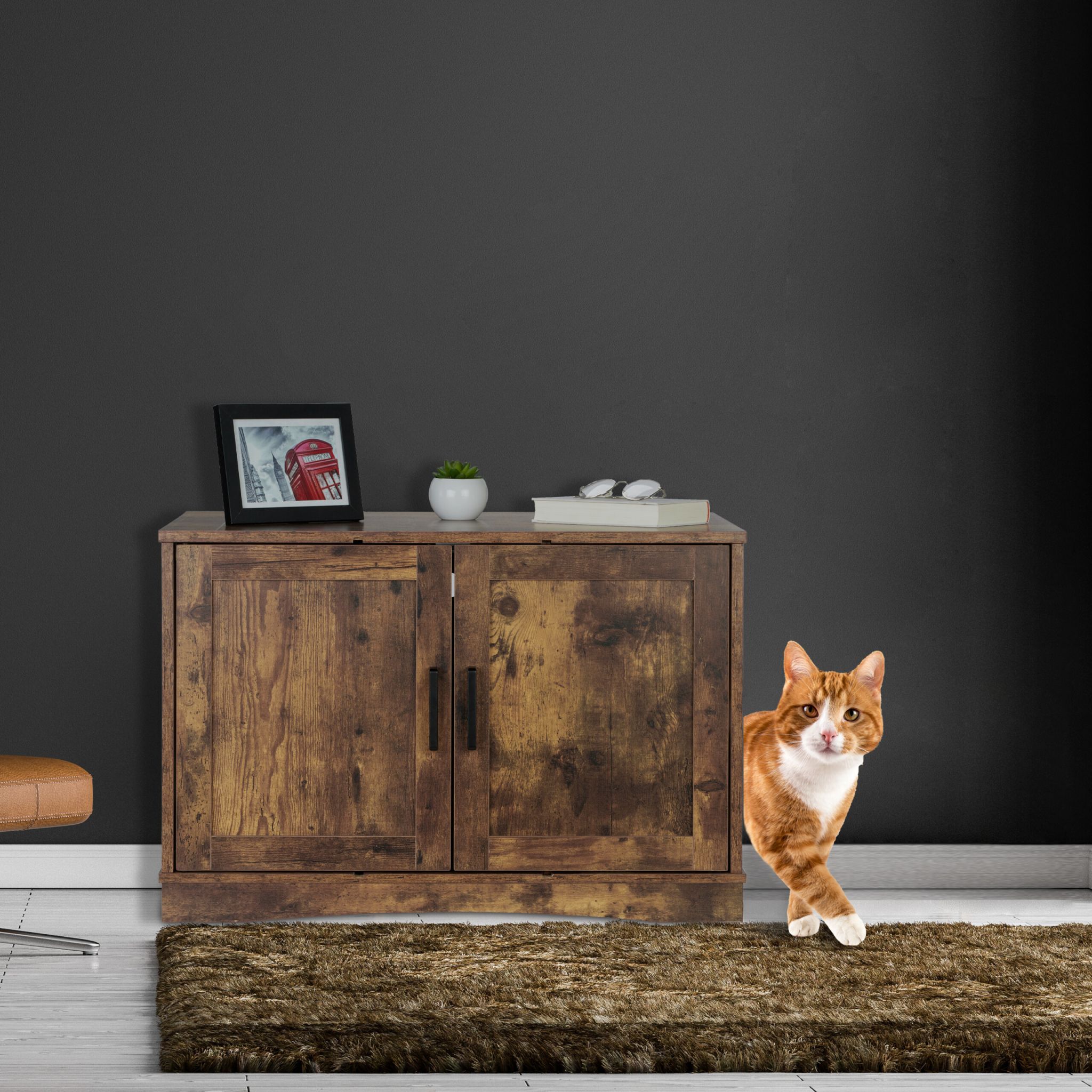 Katzenschrank für Katzenklo XL Braun von Relaxdays