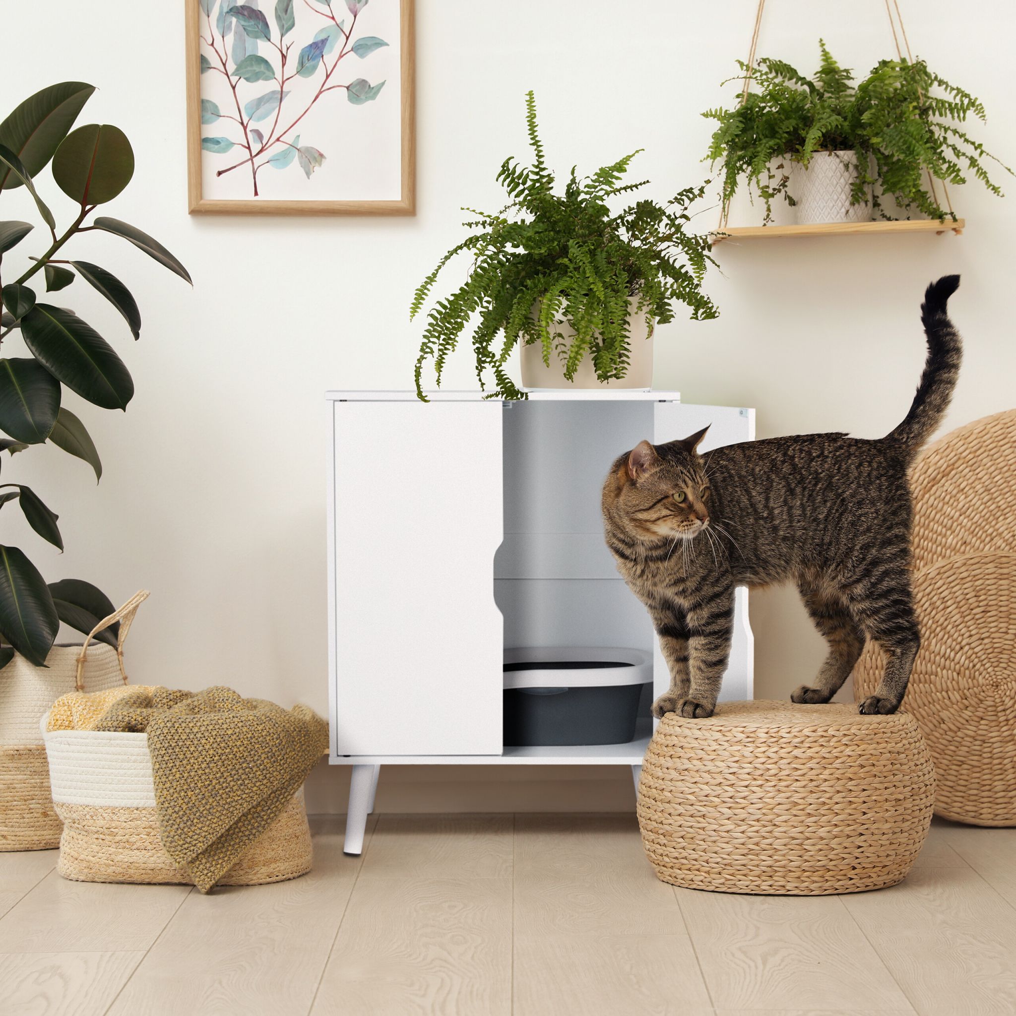 Katzenschrank für Katzentoilette Weiss von Relaxdays