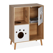 Katzenschrank mit 4 Fächern Weiss-Hellbraun von Relaxdays