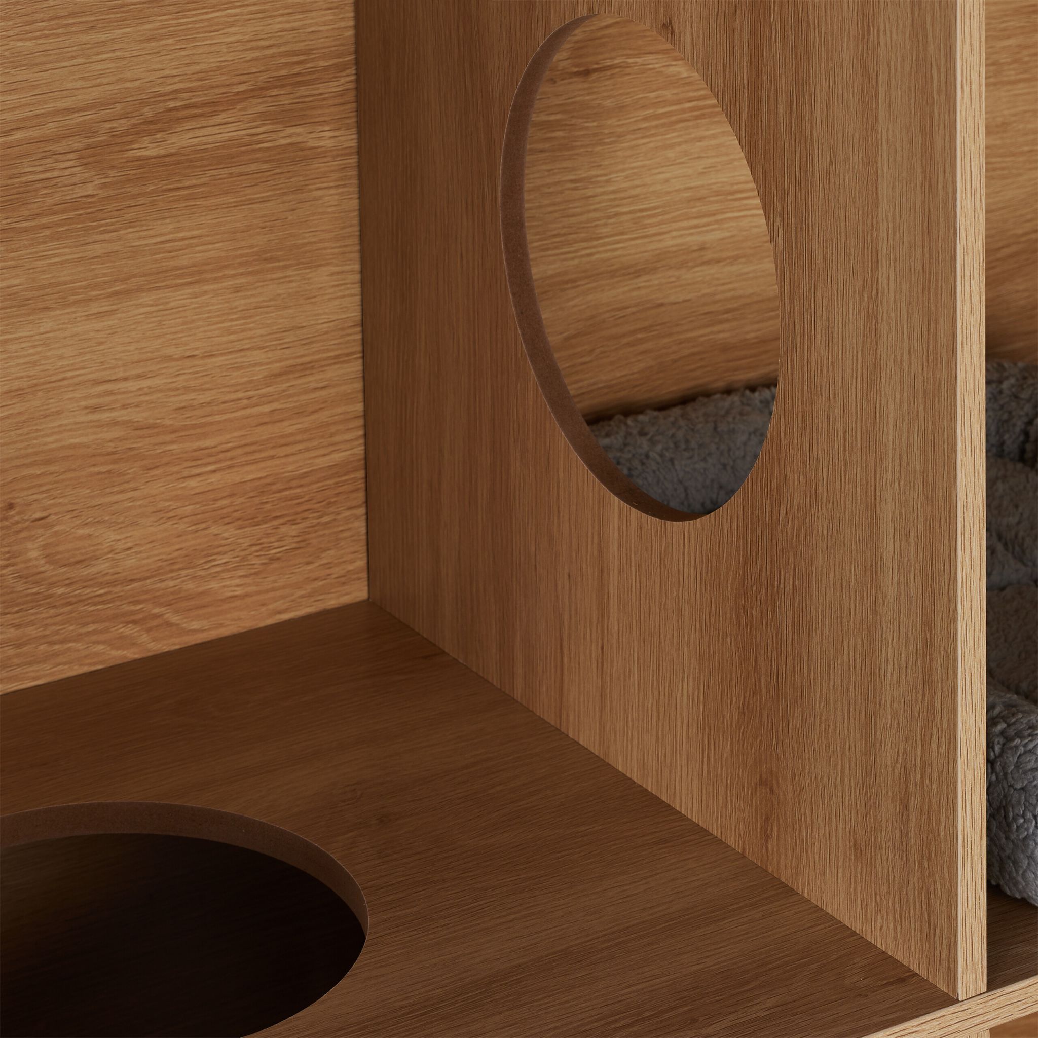 Katzenschrank mit 4 Fächern Weiss-Hellbraun von Relaxdays