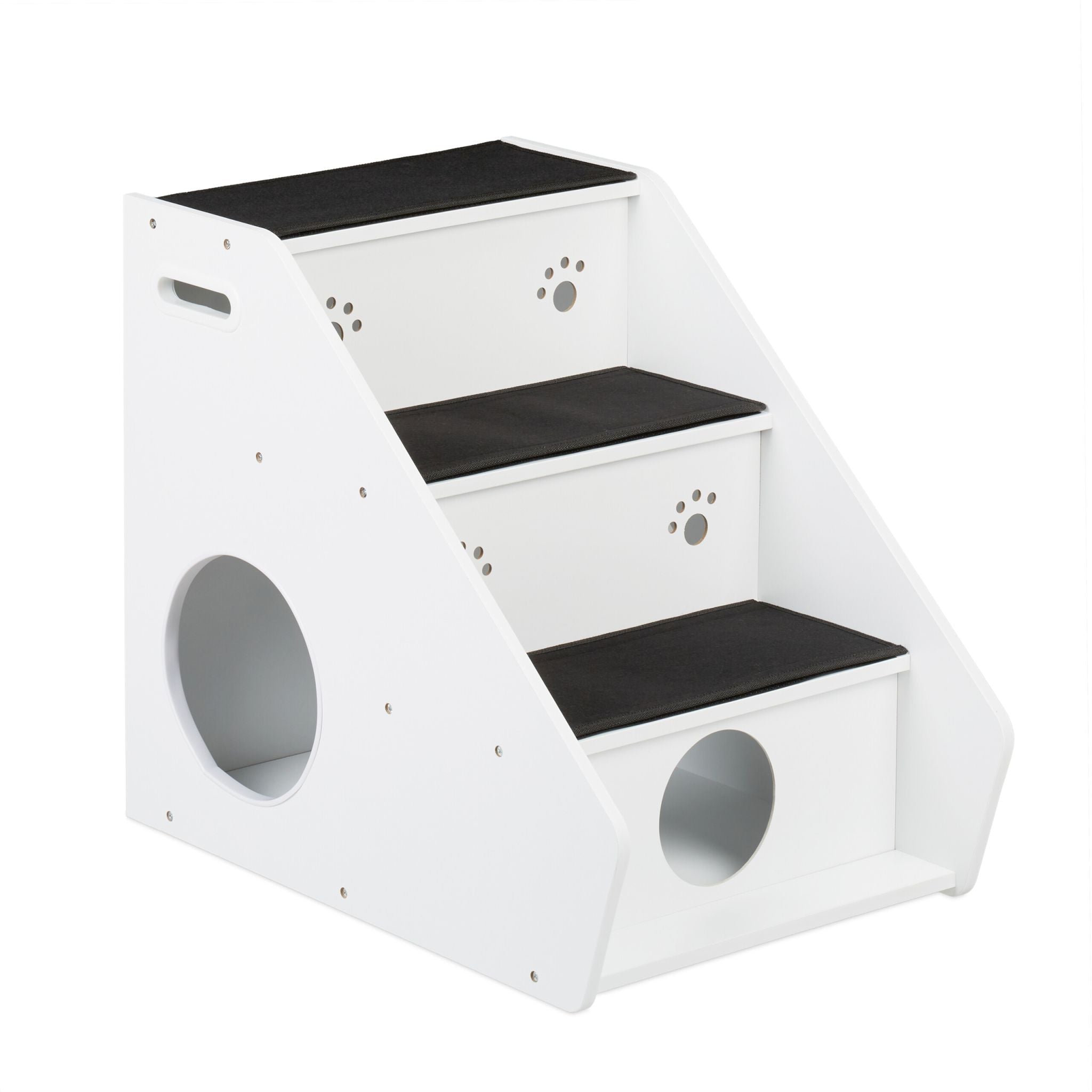 Hundetreppe mit 3 Stufen Weiss-Schwarz von Relaxdays