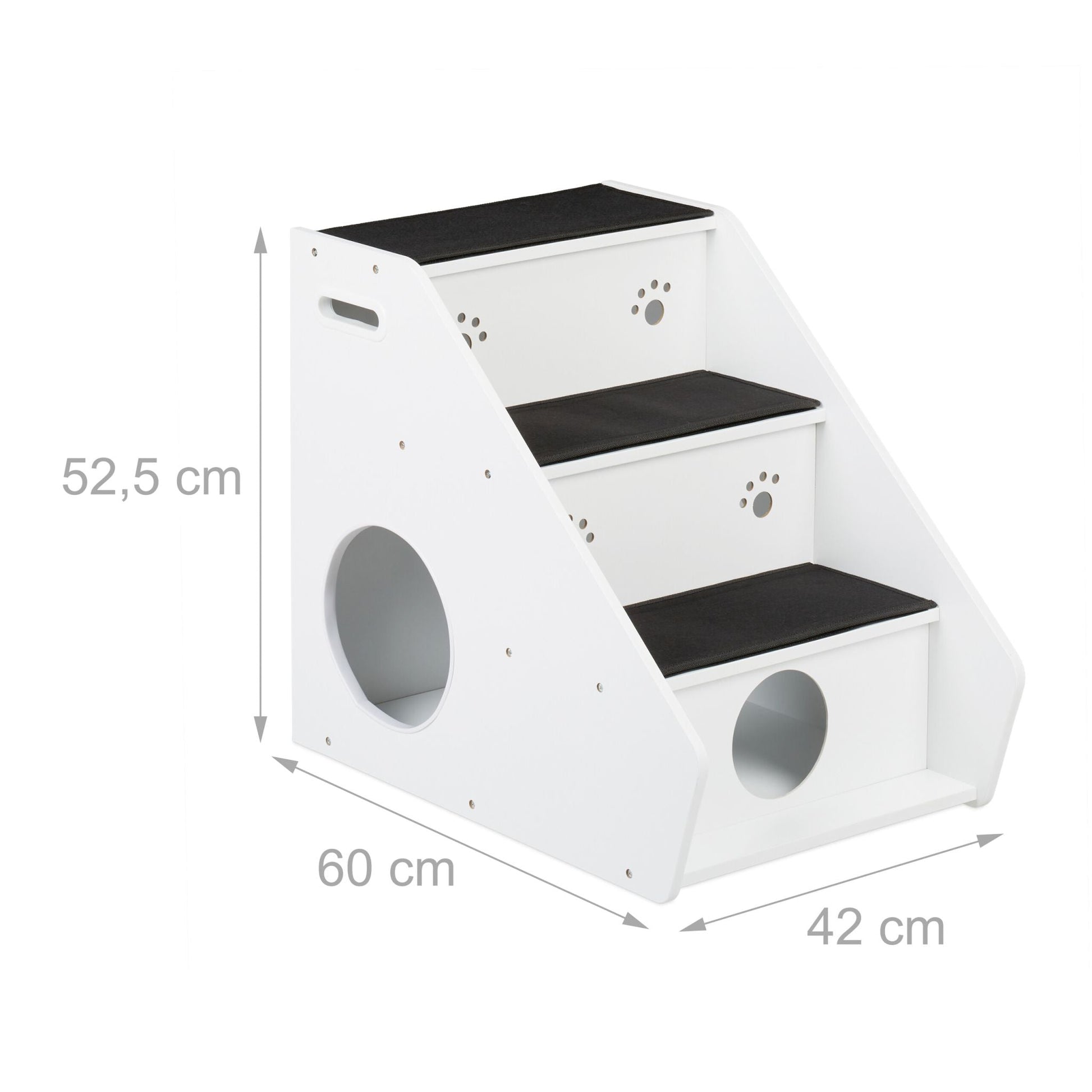 Hundetreppe mit 3 Stufen Weiss-Schwarz von Relaxdays