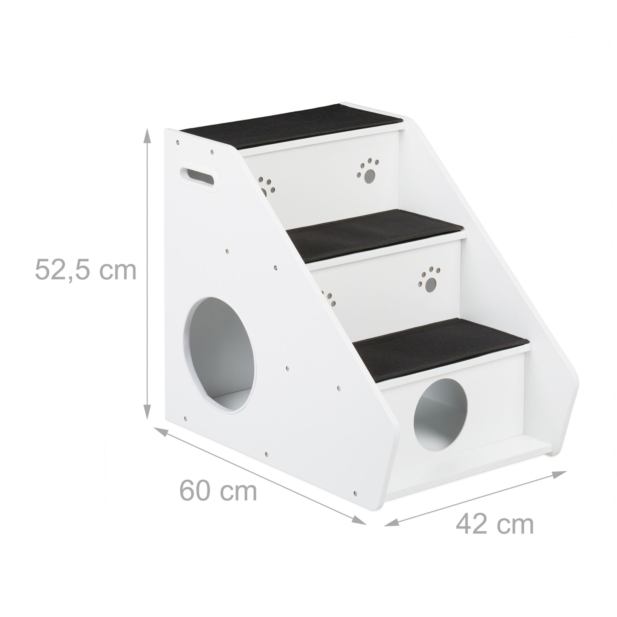 Hundetreppe mit 3 Stufen Weiss-Schwarz von Relaxdays