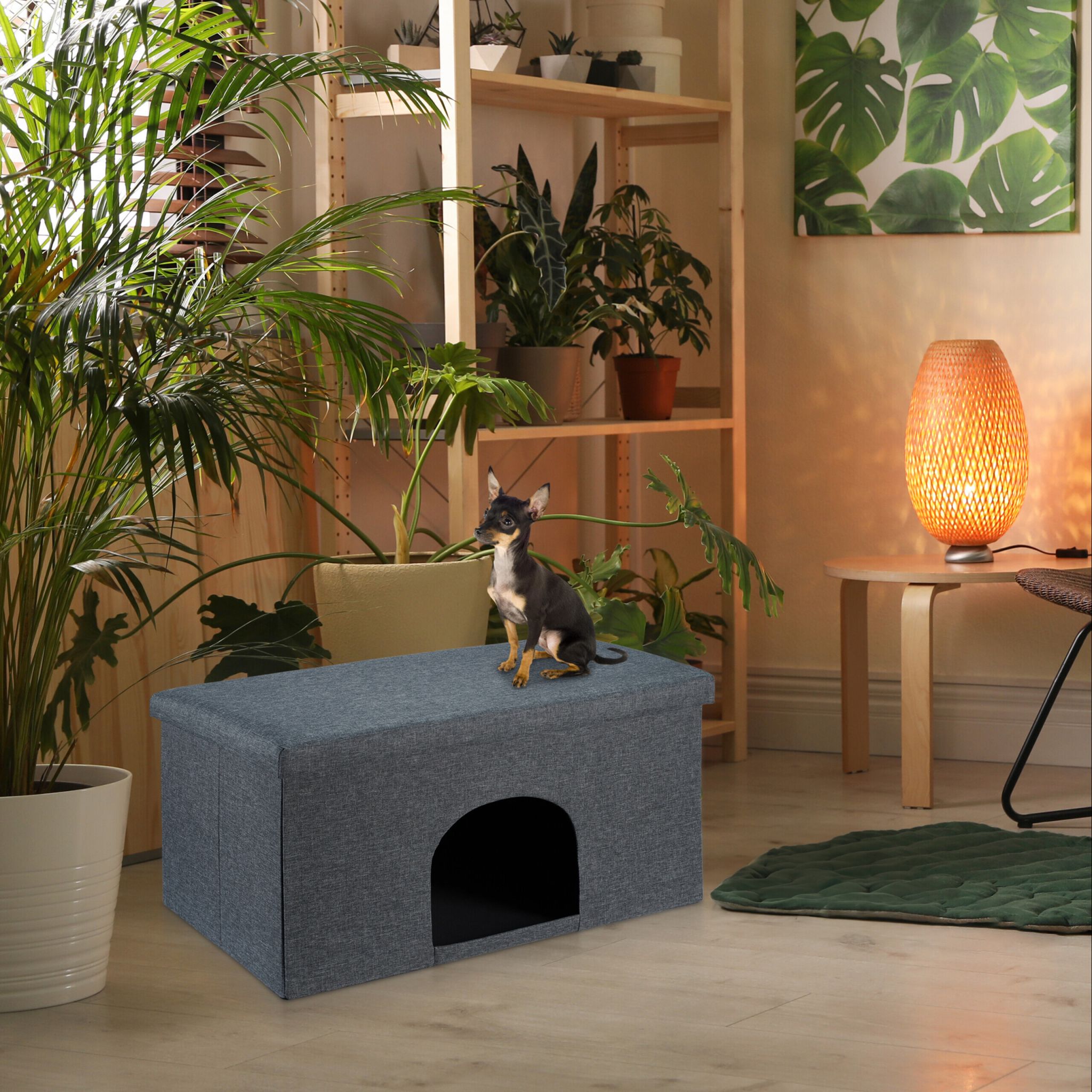 Katzenhöhle mit Sitzauflage in Grau Schwarz-Grau von Relaxdays