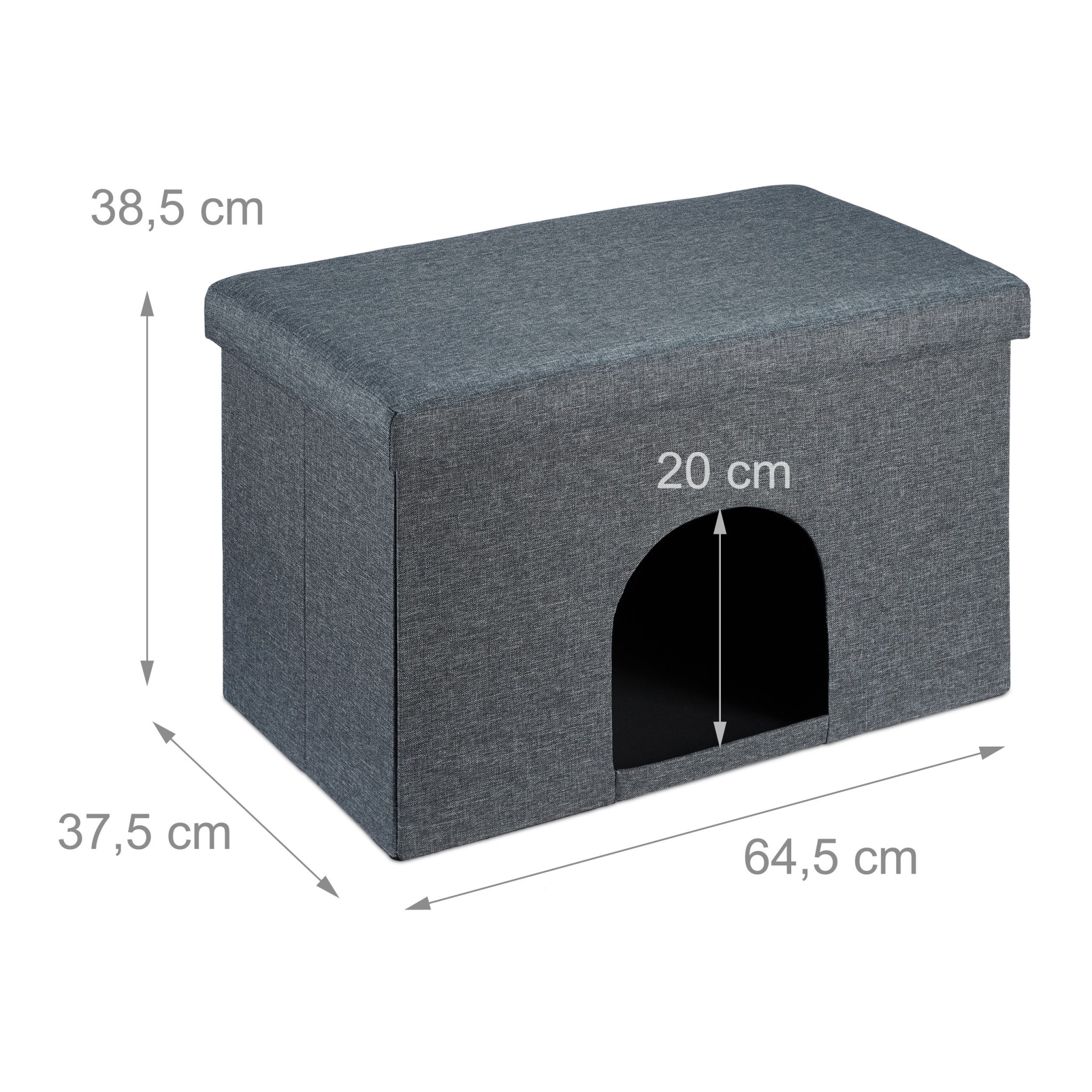 Katzenhöhle mit Sitzauflage in Grau Schwarz-Grau von Relaxdays